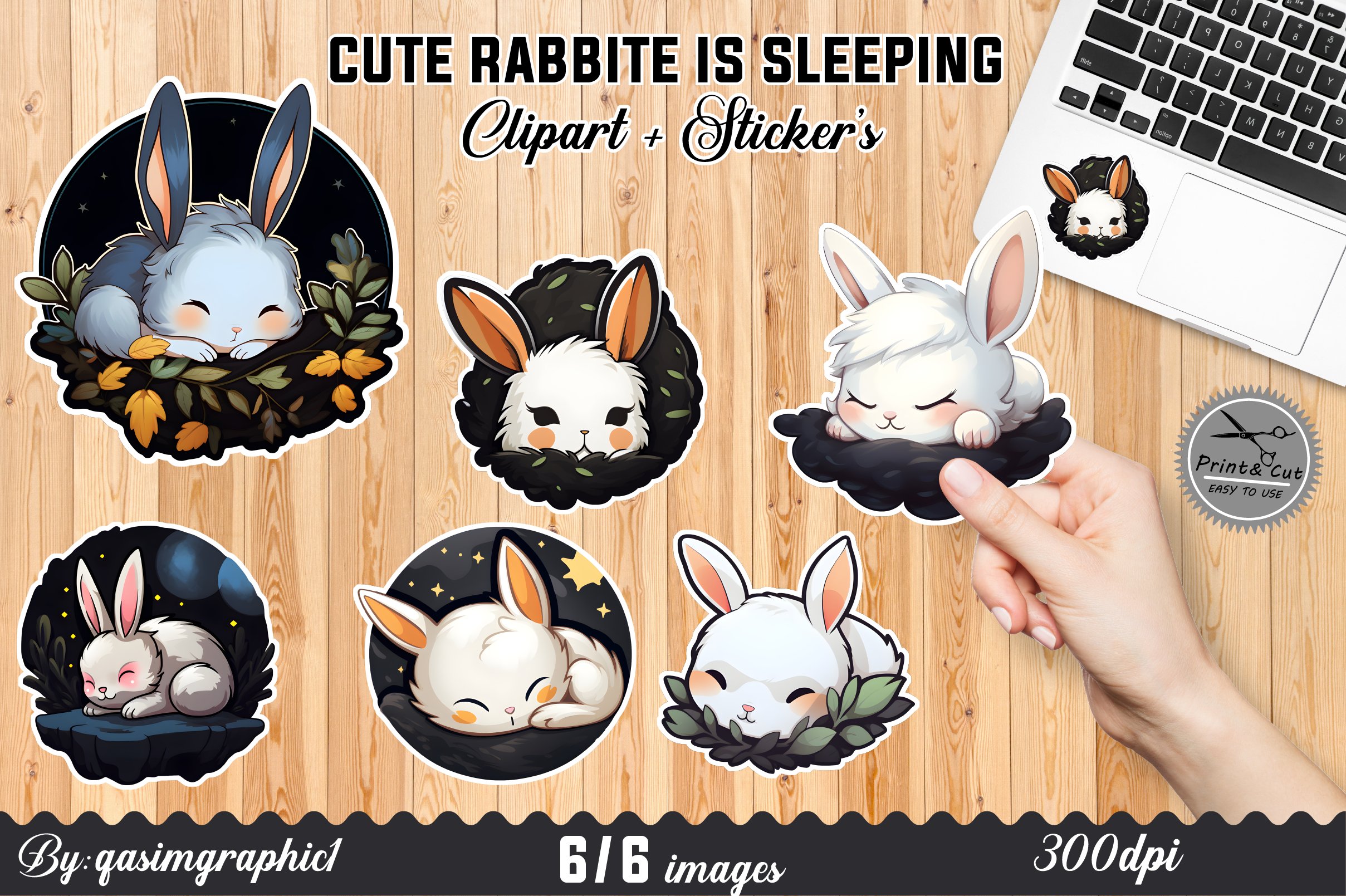 Cute kawaii Rabbit Printable Stickers for kids