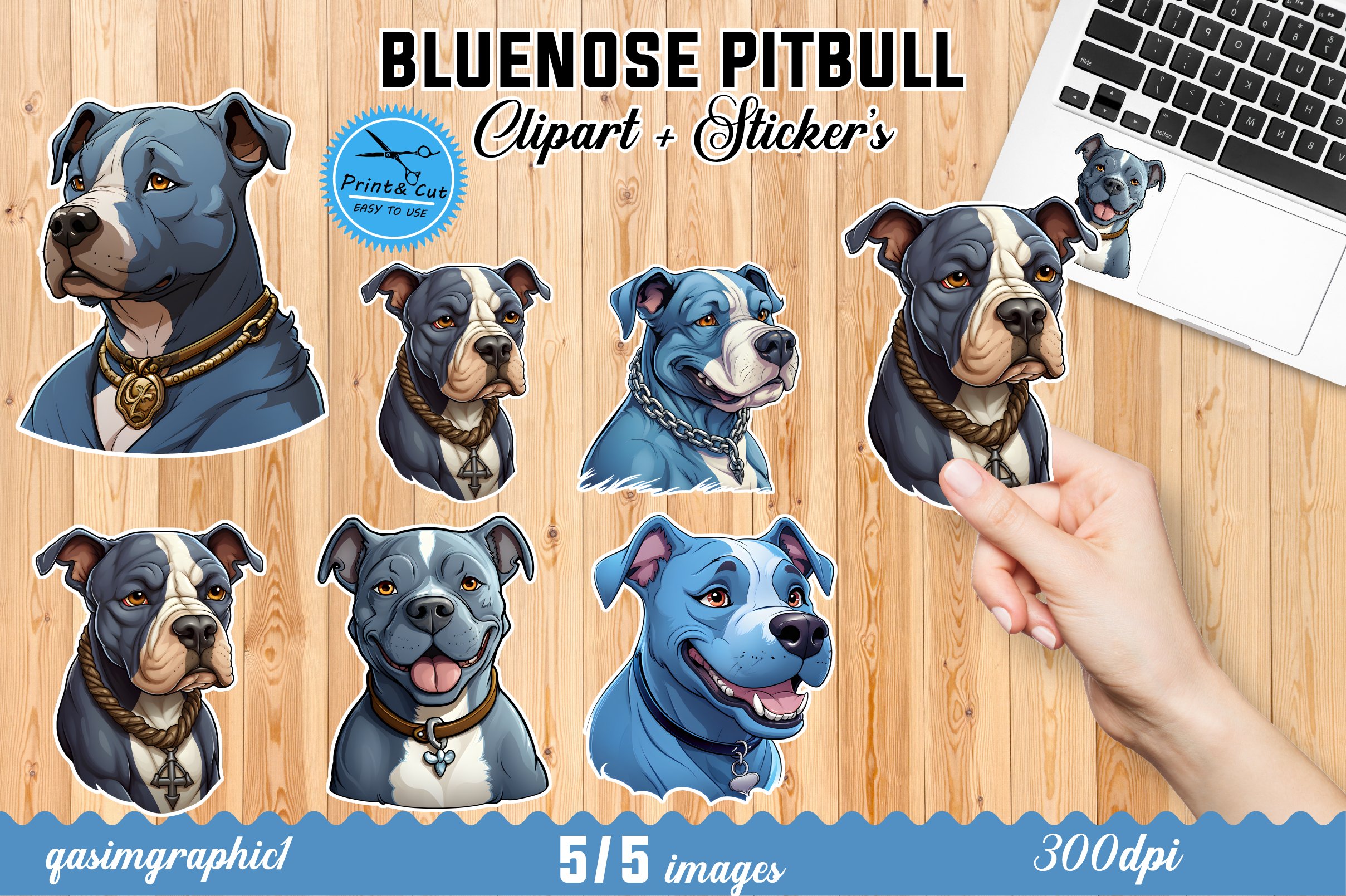 Cute kawaii PitBull Dog Printable Stickers for Kids