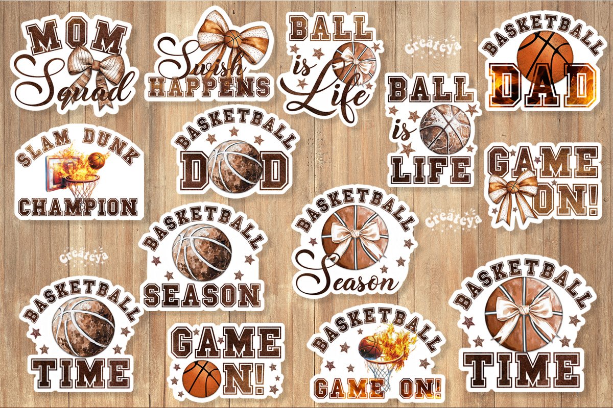 Basketball Stickers Bundle PNG printable Print and cut view 3