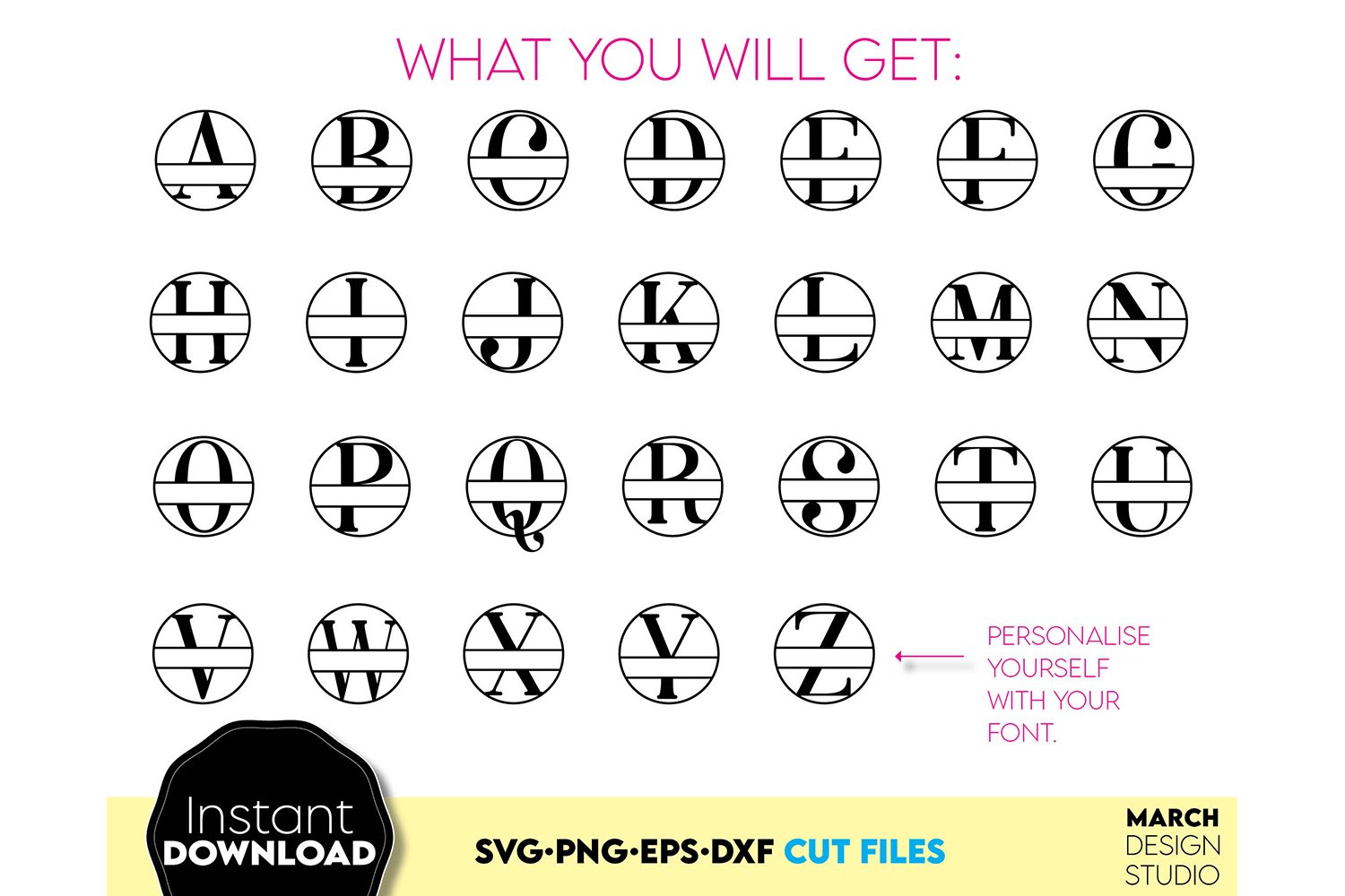 Split Monogram SVG, Monogram Letter SVG, Monogram SVG Files view 3