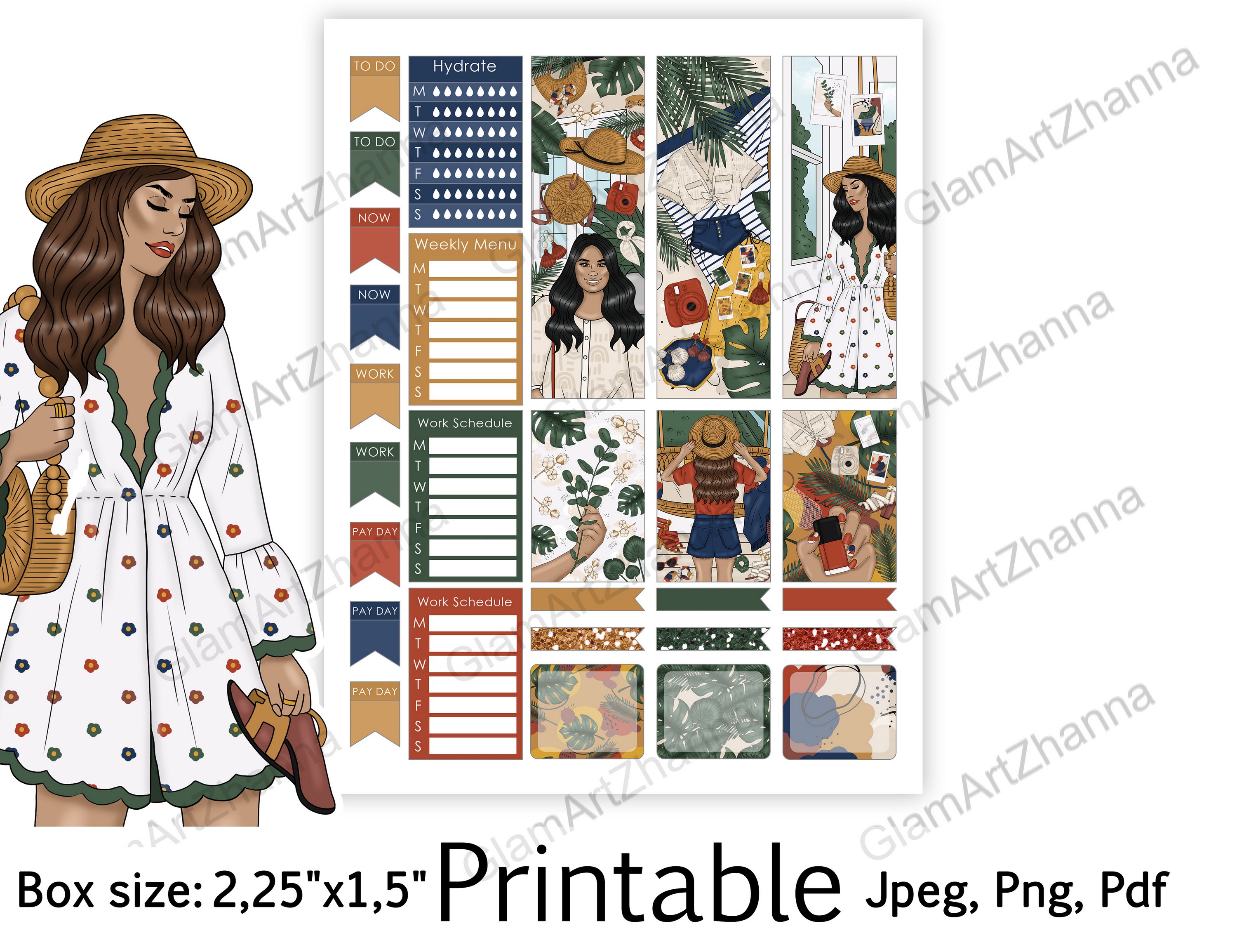 African American Natural Printable Box Size 2,25"x1,5" view 3