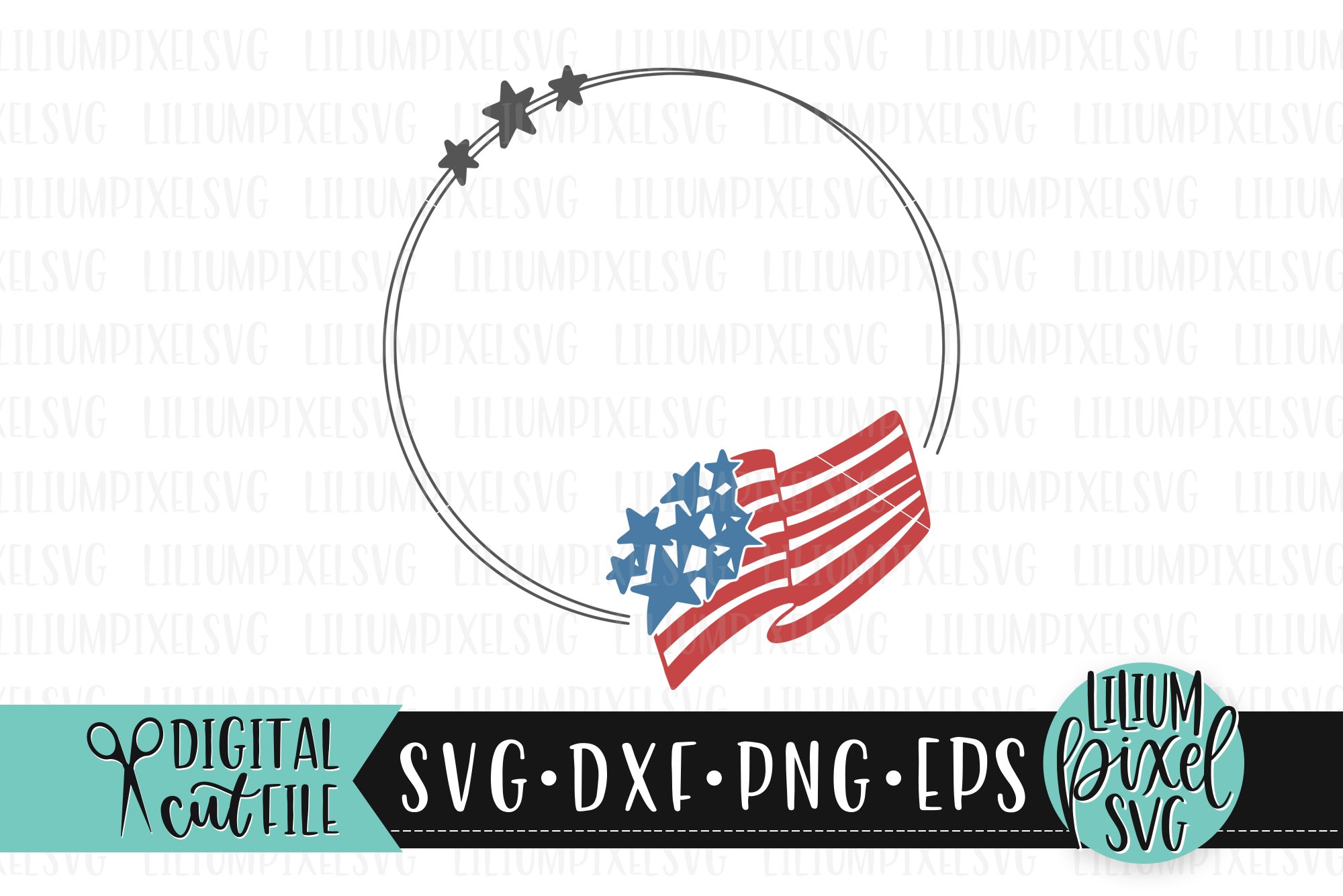 Fourth of July Round Frame Mini Bundle Set view 2