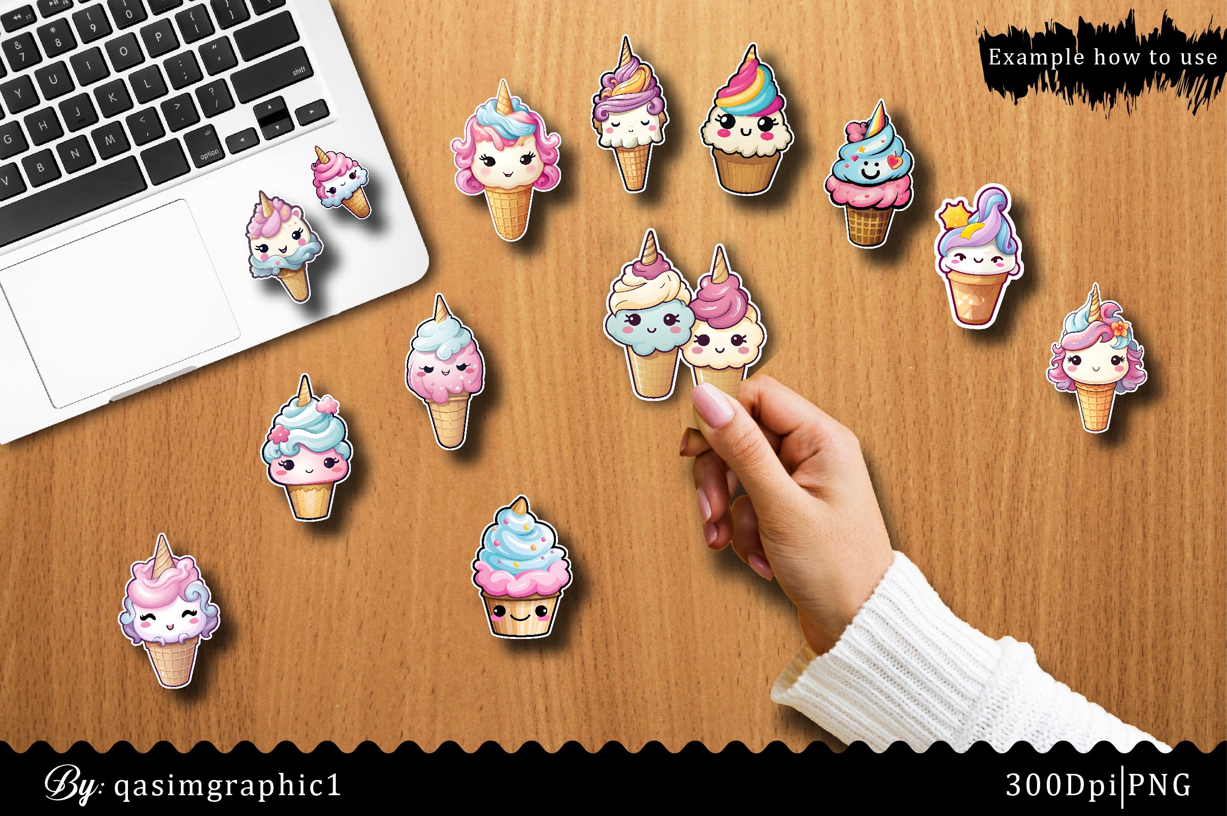 Unicorn ice cream Sublimation Clipart view 2