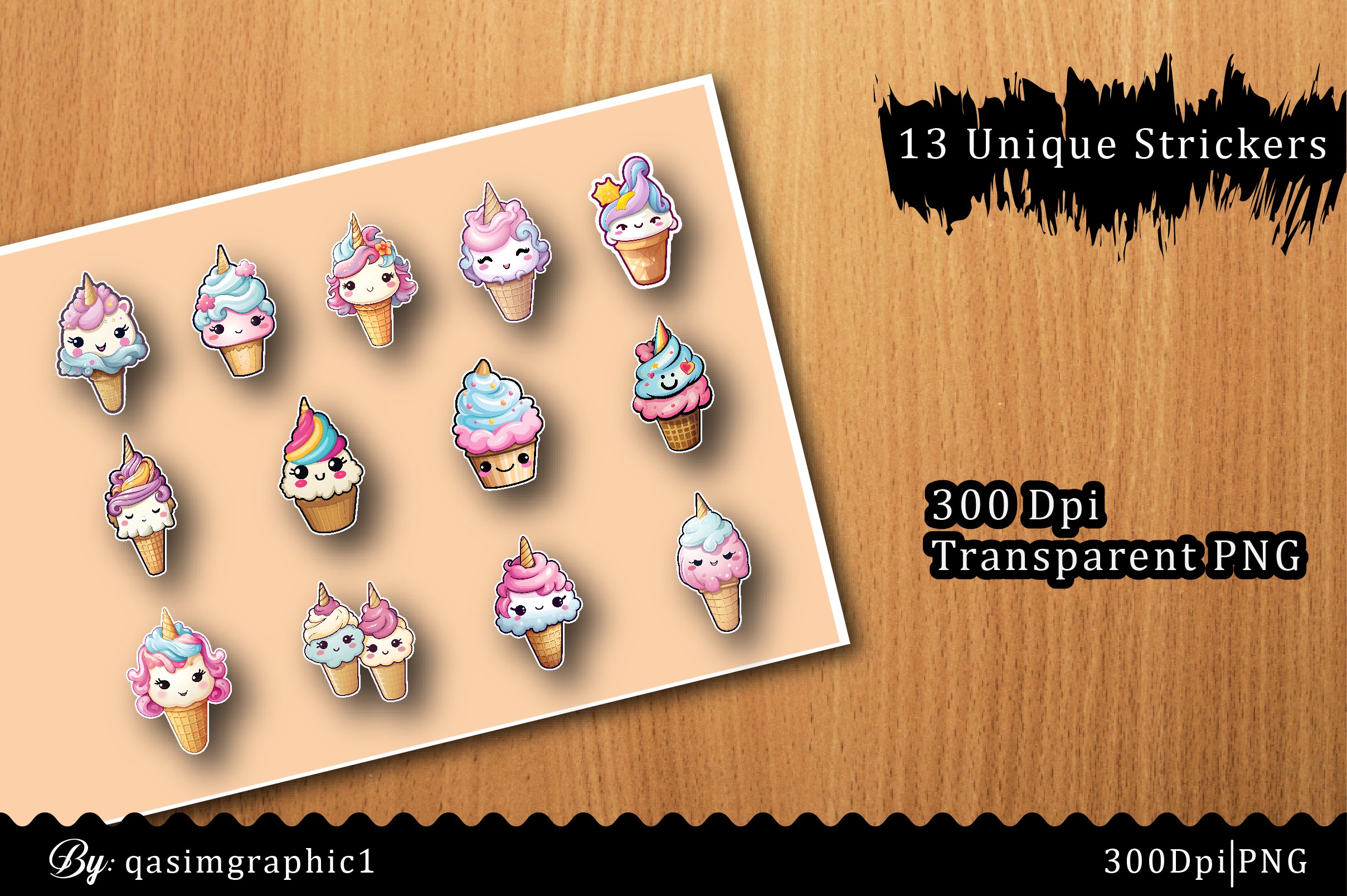 Unicorn ice cream Sublimation Clipart view 3