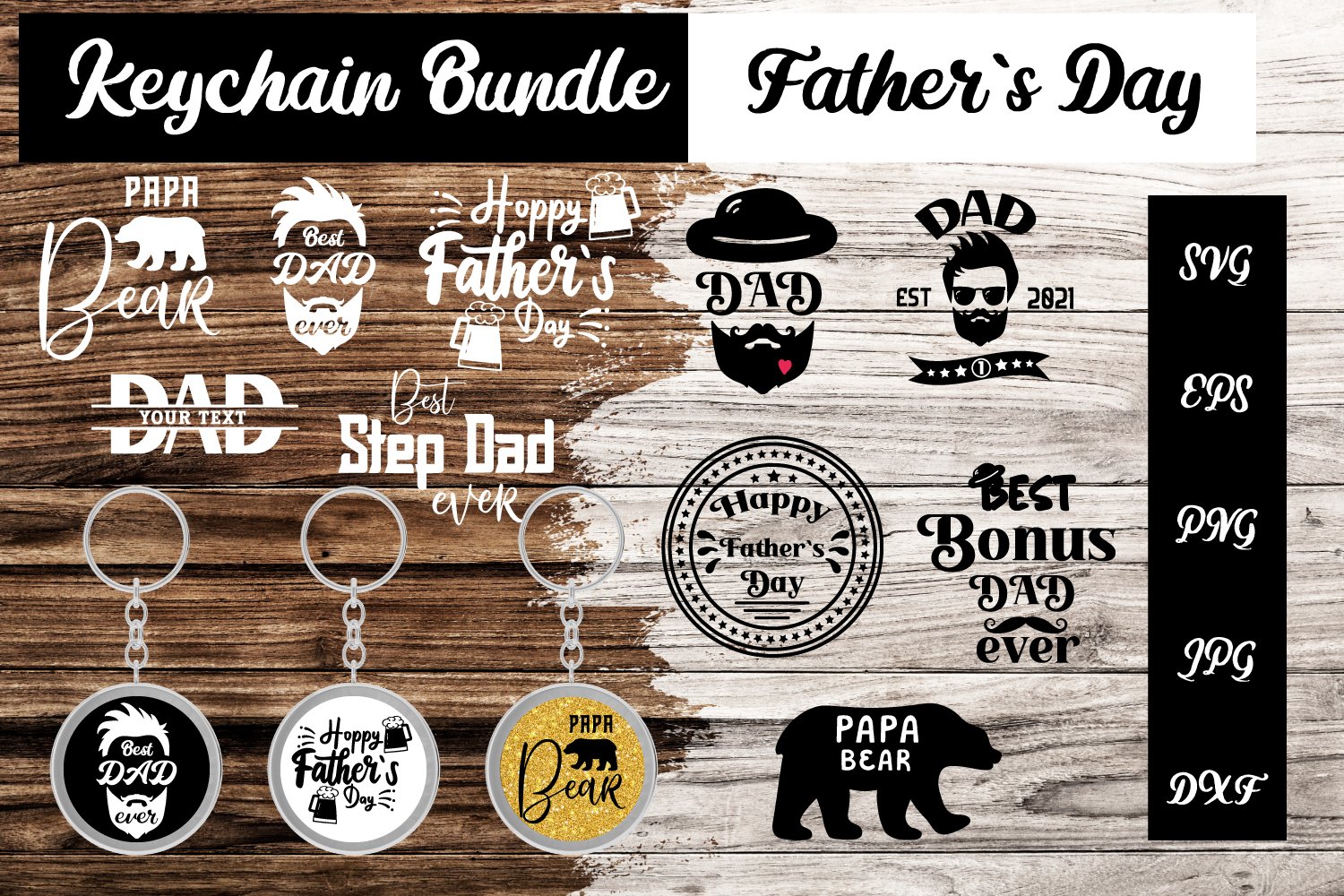 Keychain Mega Bundle SVG, Fathers Day SVG, Key Dad Bundle view 2