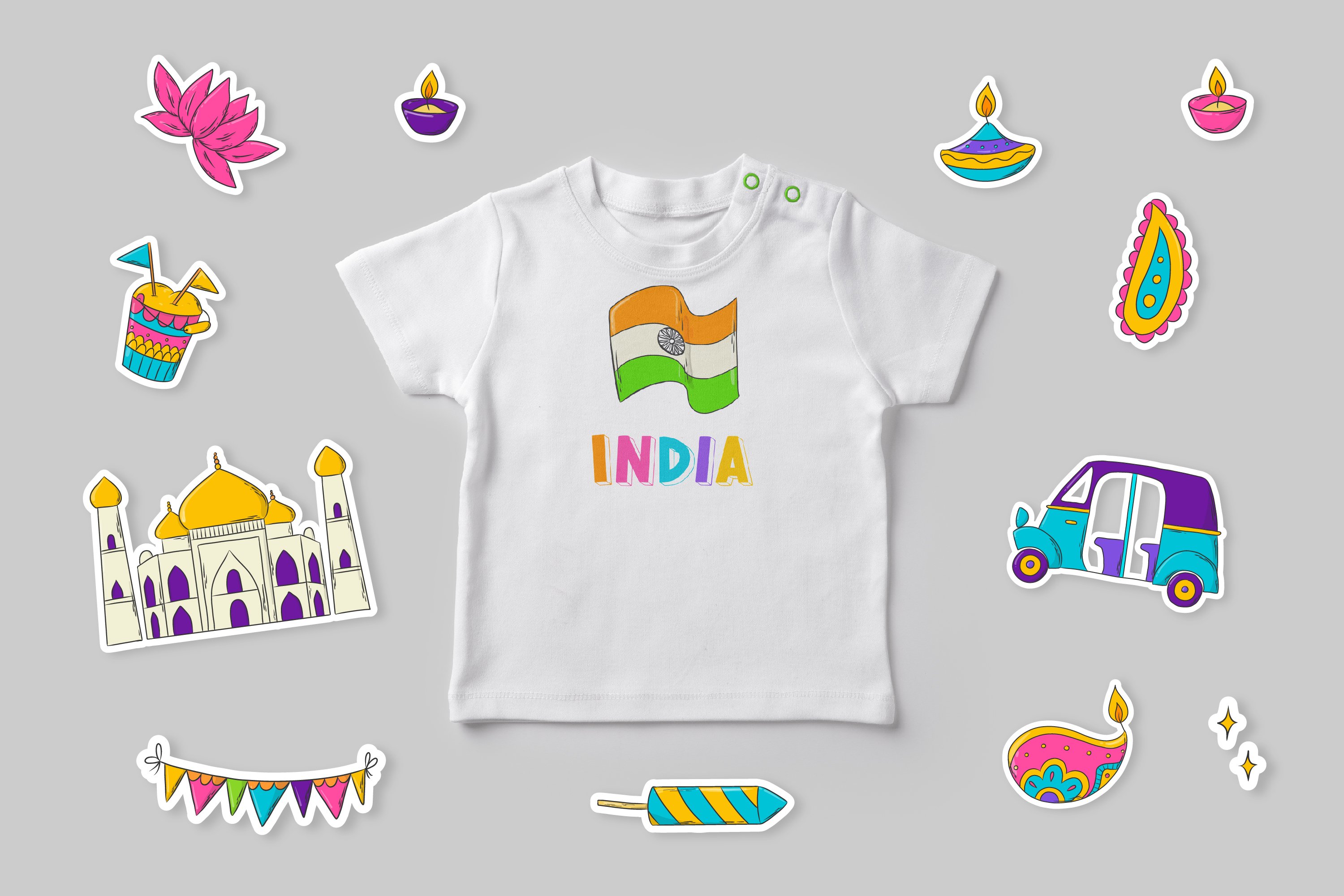 25 INDIA stickers, clip art, doodles set EPS PNG JPG view 3
