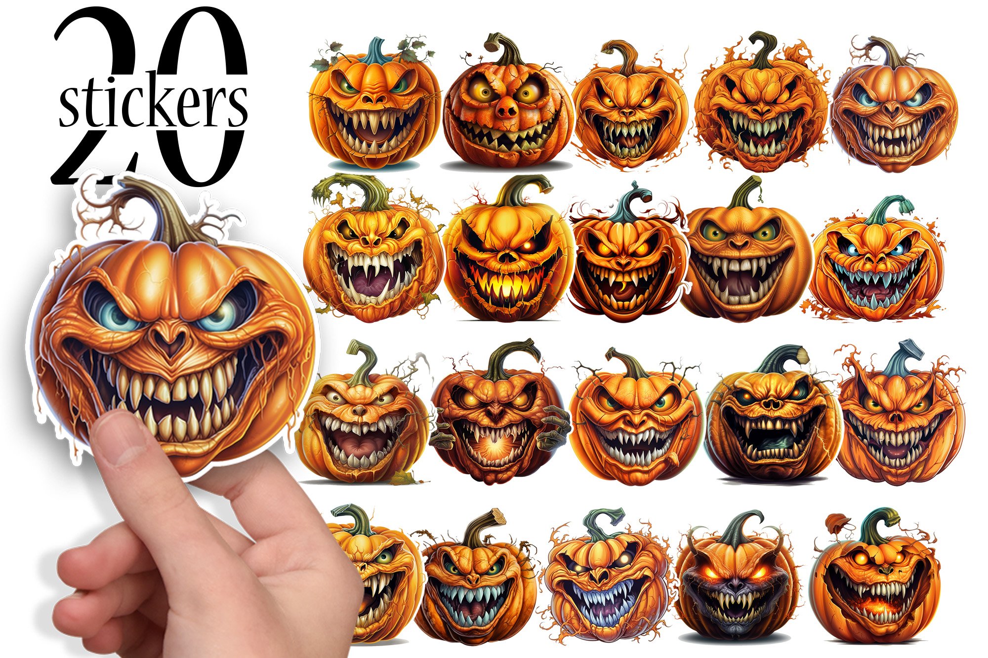 Halloween Sticker Bundle - Scary Jack O Lanterns   Pumpkins