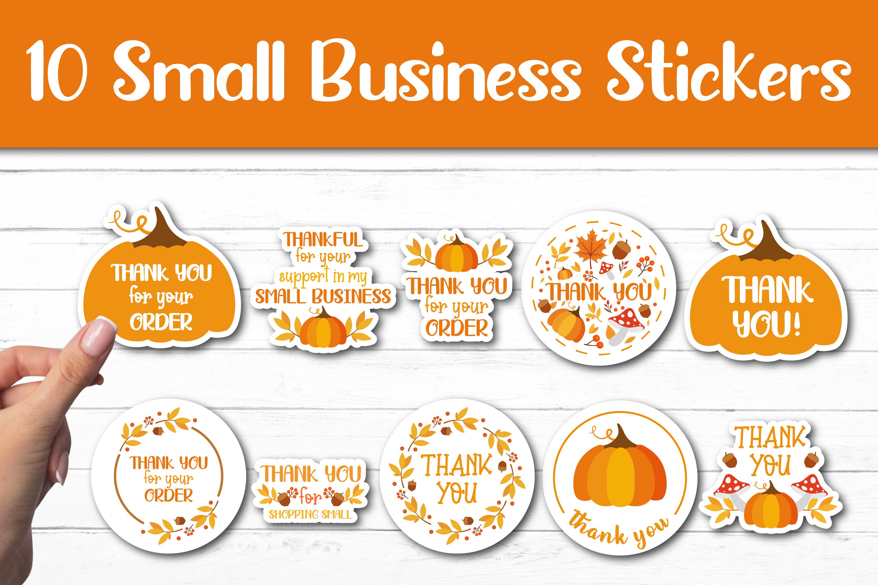 10 Autumn Small Business Stickers Pack, packaging labels PNG