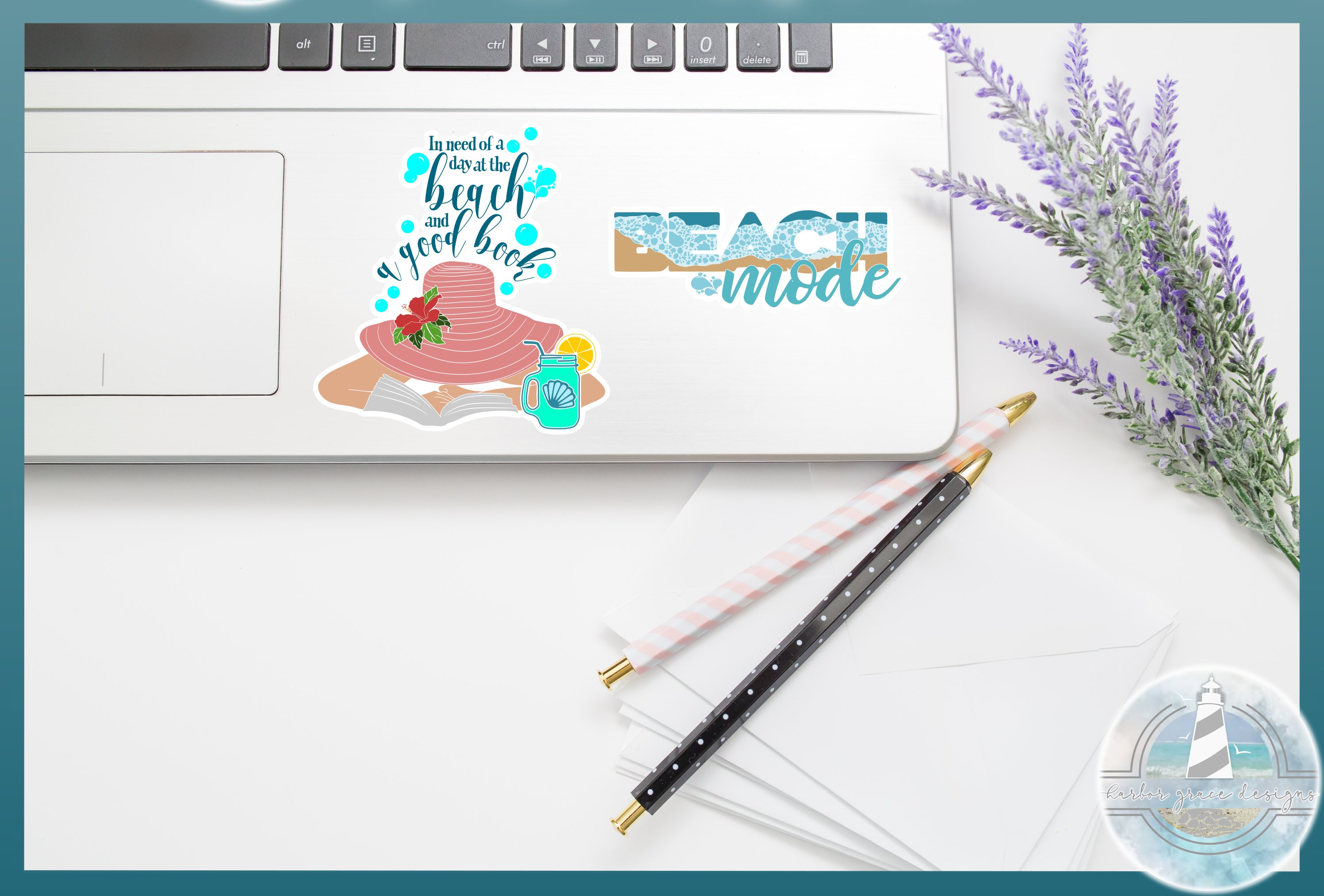 Summer Beach Quotes Printable Sticker Set - 300 dpi PNG imag view 2