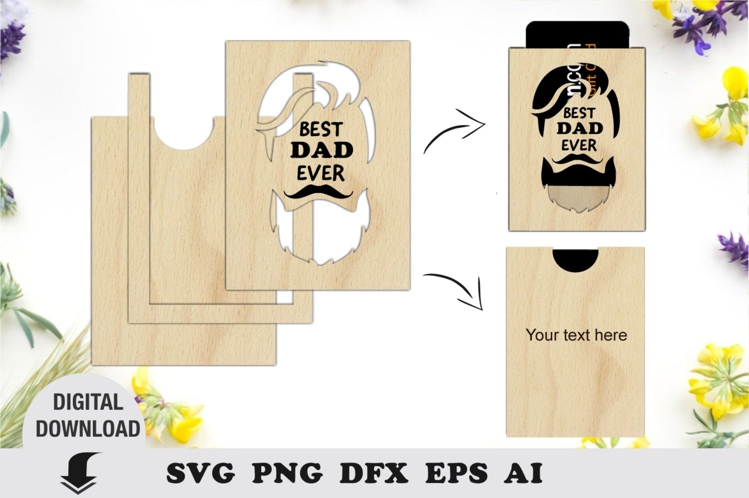 Fathers day Svg Laser Cut Files, gift card holder,Dad svg view 2