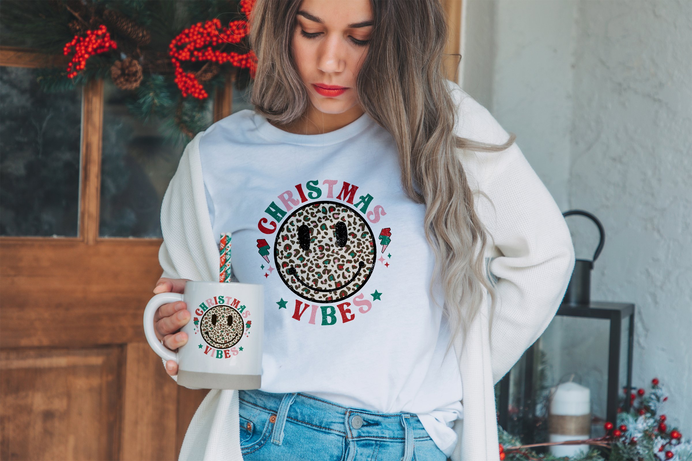 Retro Vintage Christmas,Dundles 10 Designs, Shirt Design SVG view 3