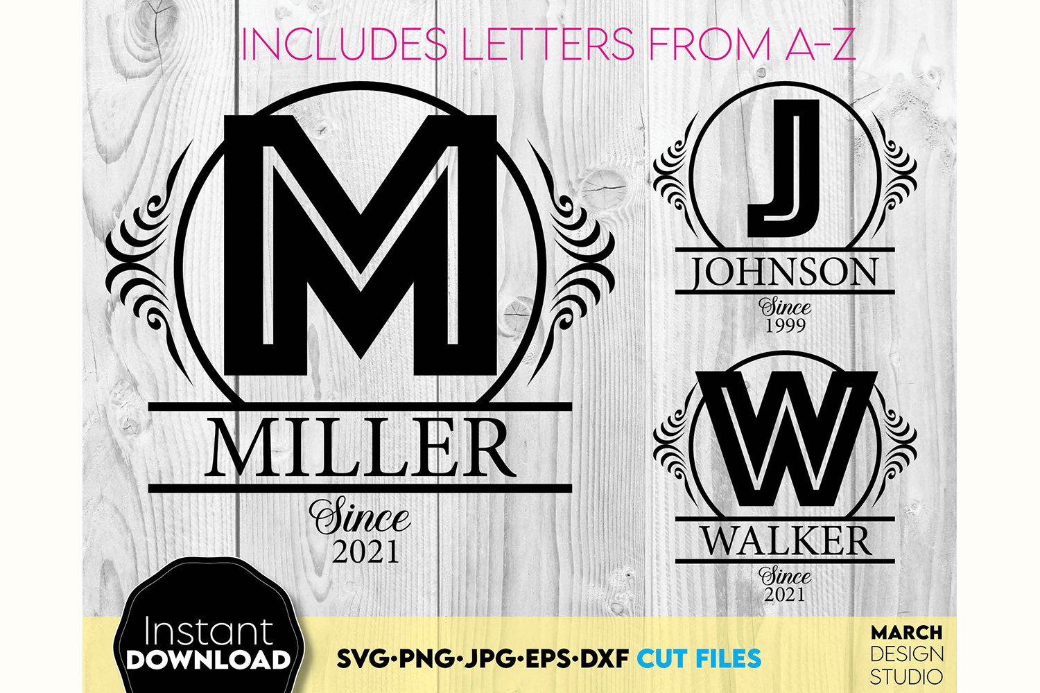 Monogram SVG, Circle Monogram SVG, Split Monogram SVG, PNG