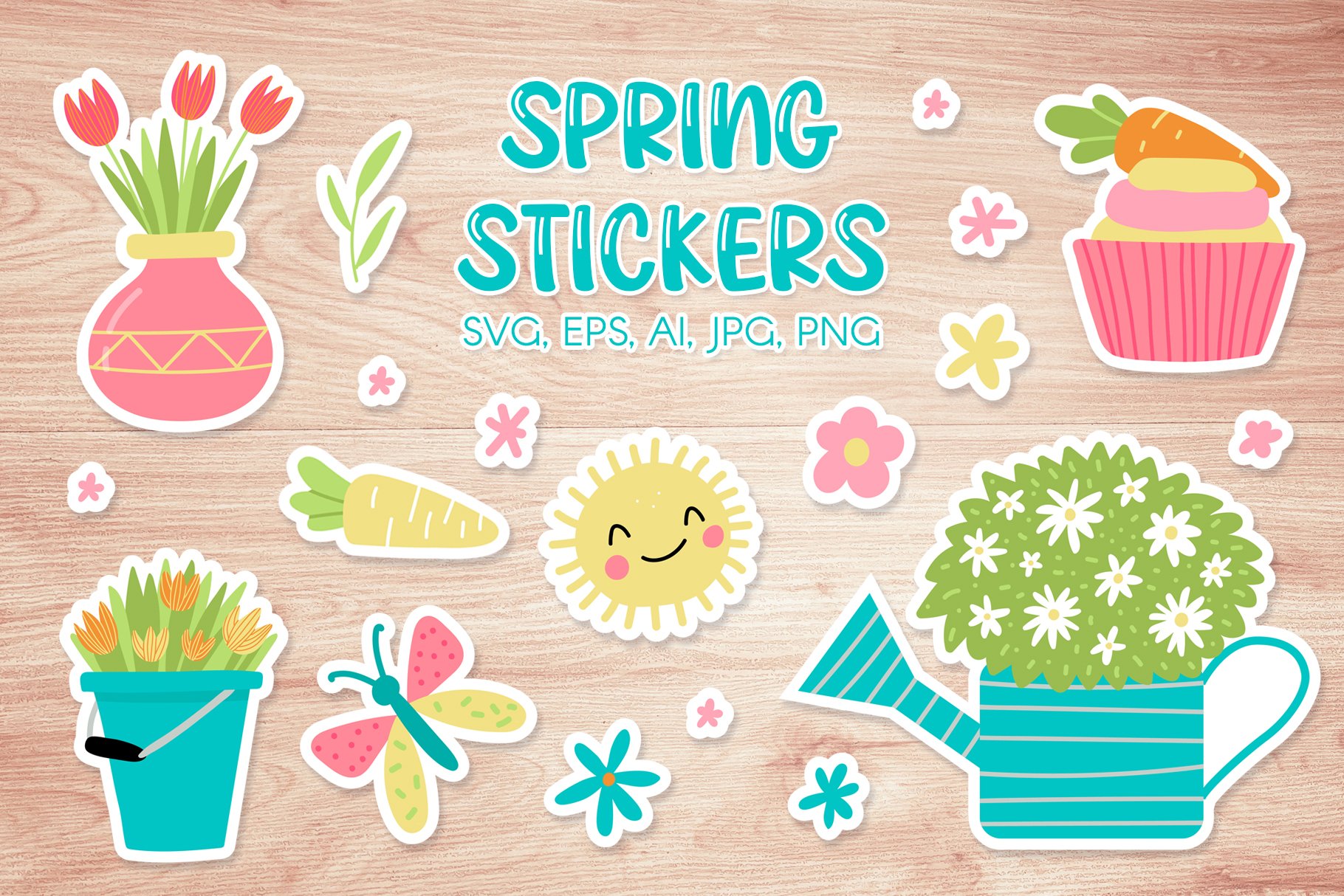 Cute Spring - Printable Stickers