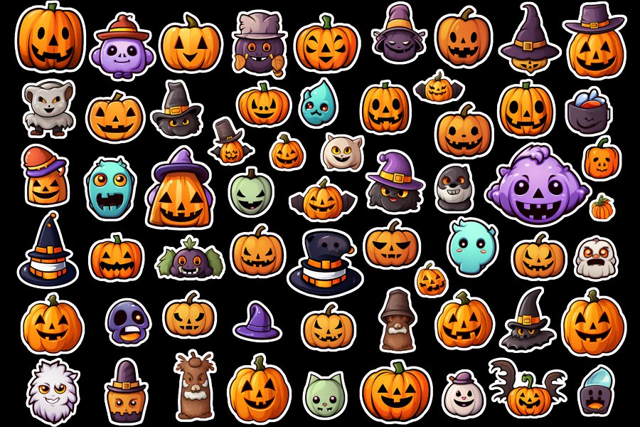 Halloween stickers PNG. Bundle of stickers for Halloween view 2