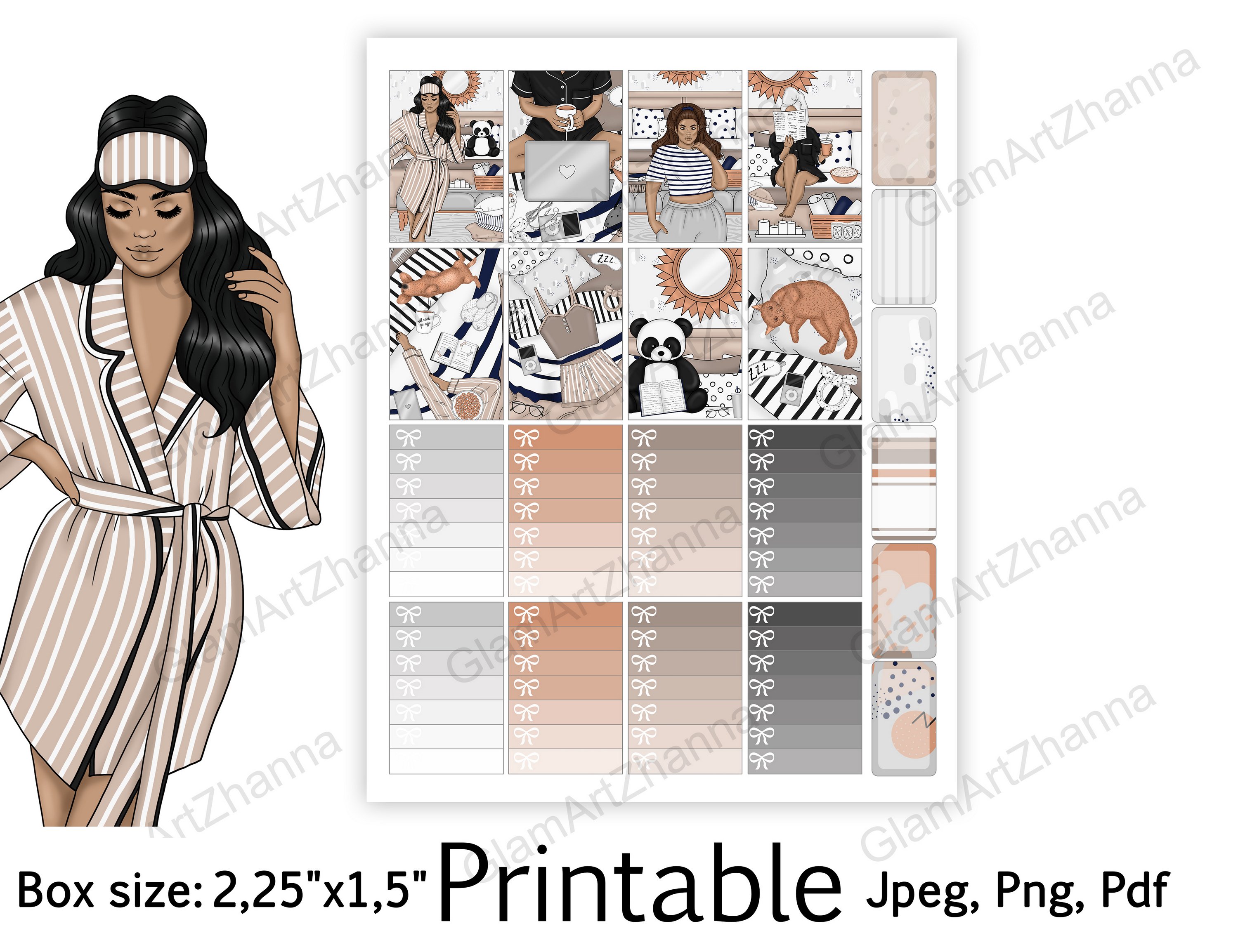 African American Lazy Day Printable Box Size 2,25"x1,5" view 2