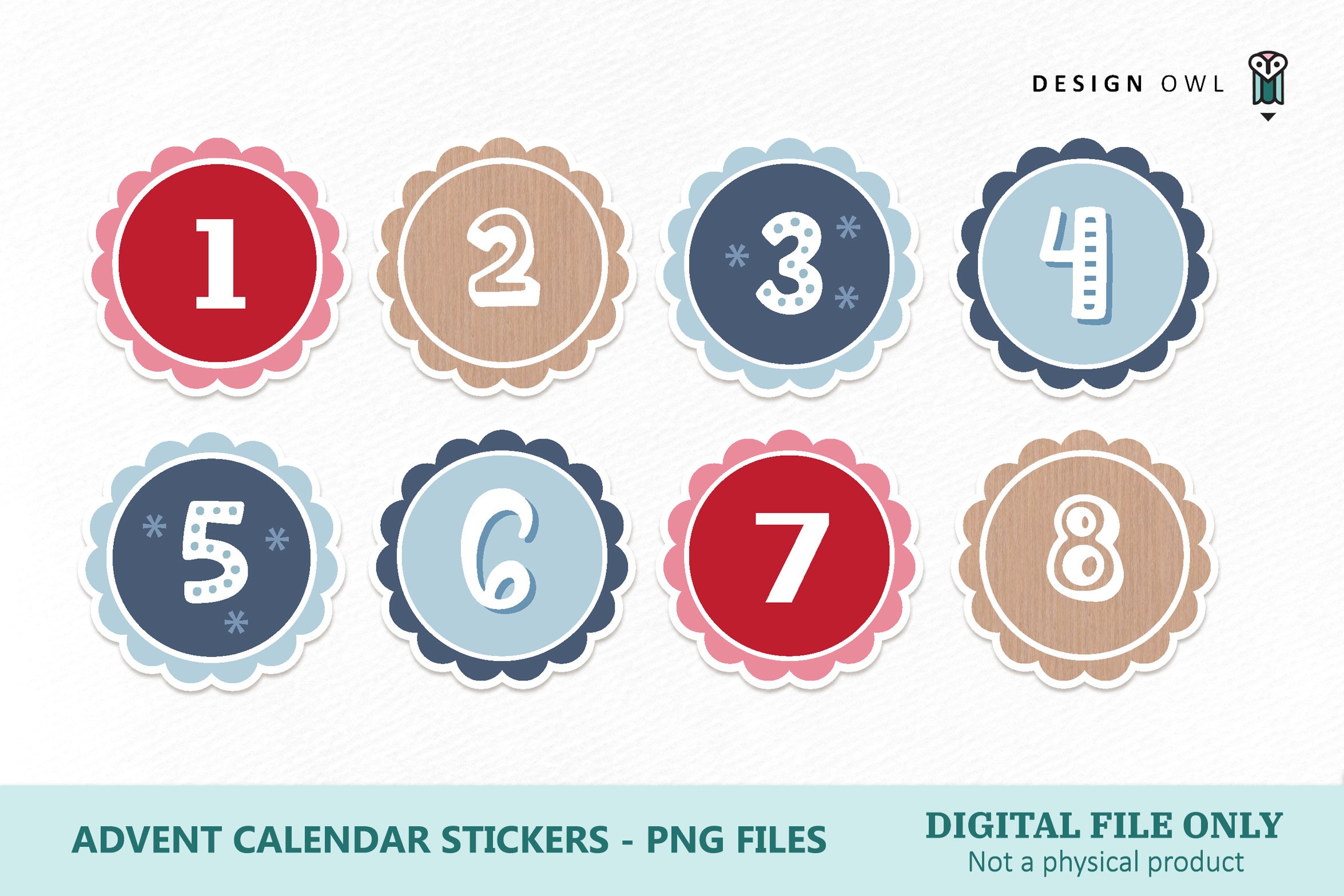 Advent Calendar Printable - Christmas Number Stickers PNG view 2