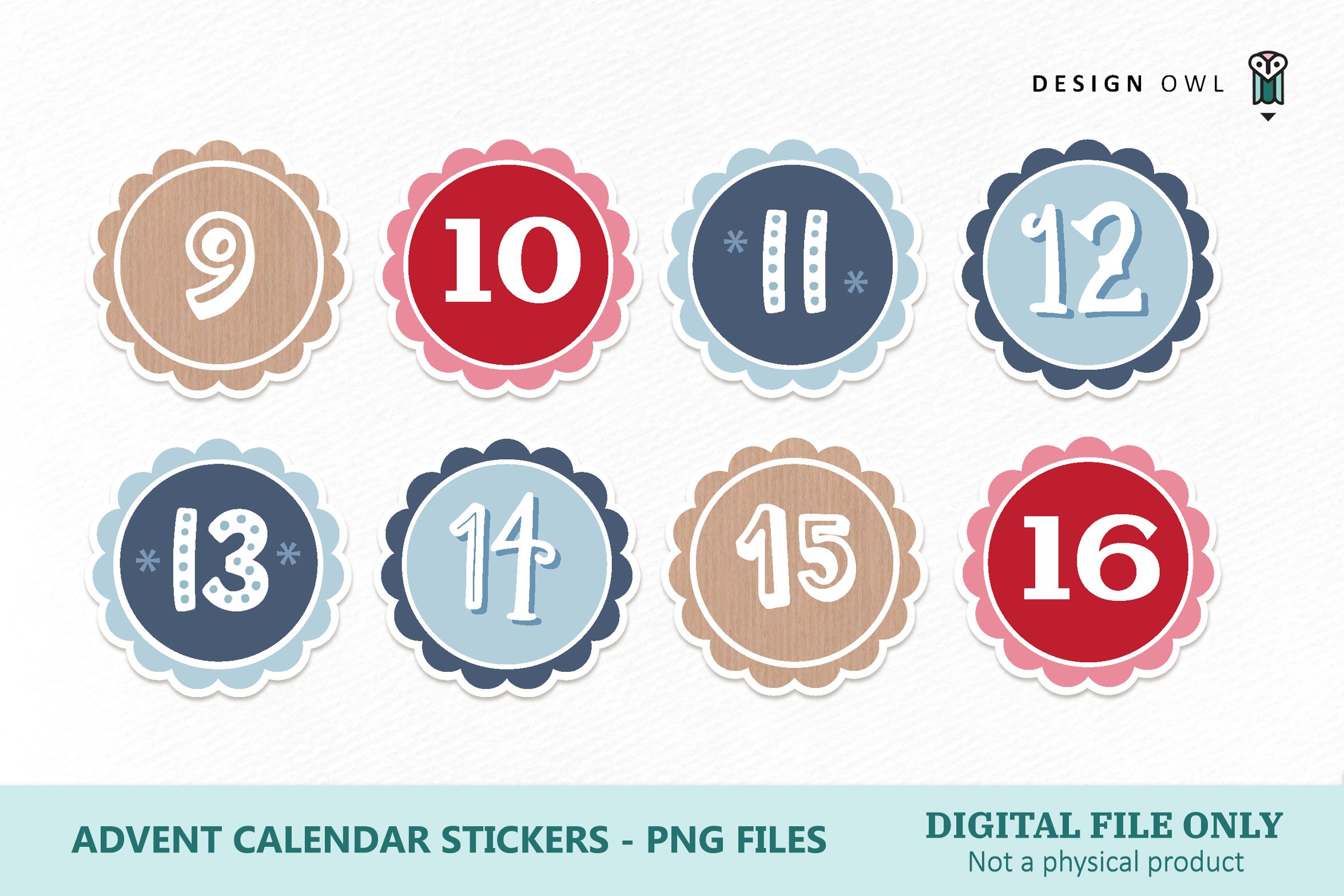 Advent Calendar Printable - Christmas Number Stickers PNG view 3