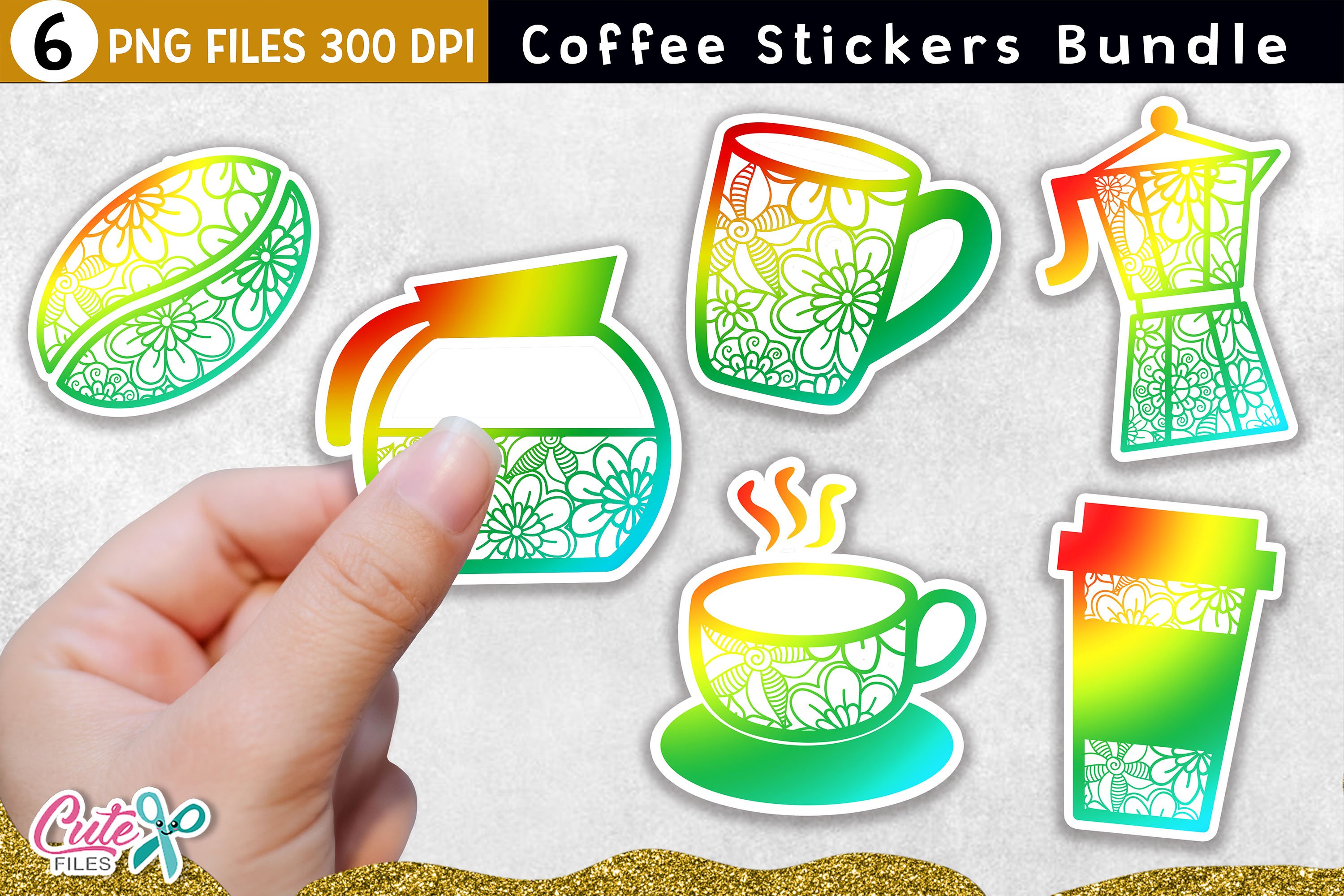 Coffee zentangle for print and cut stickers