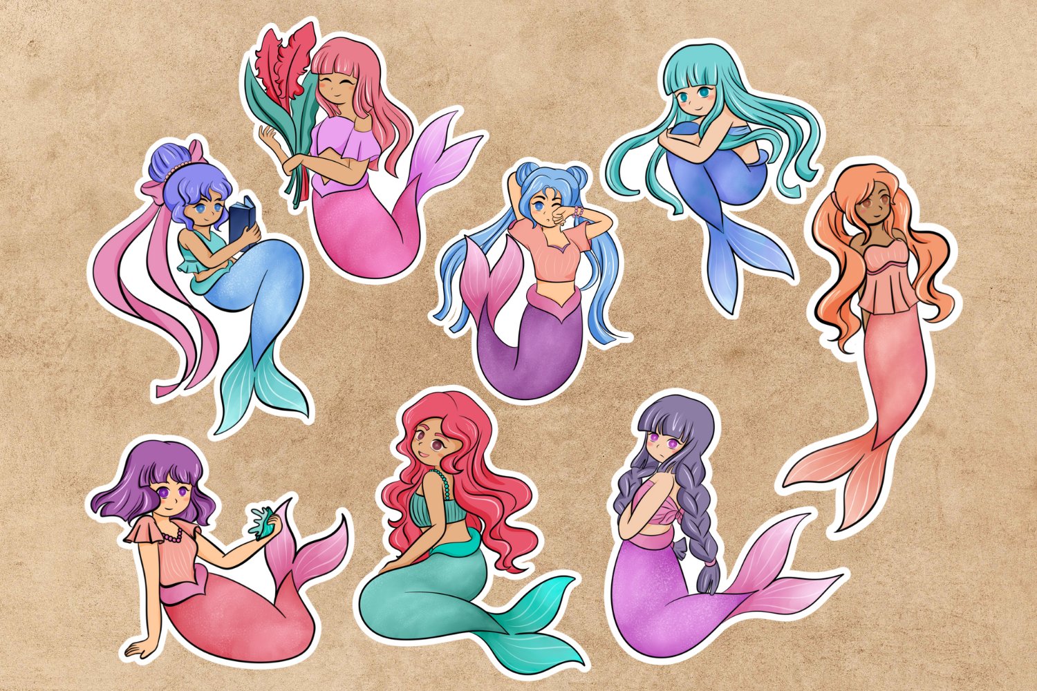 Mermaid Sticker and Clipart Bundle | Mermaid PNG view 2