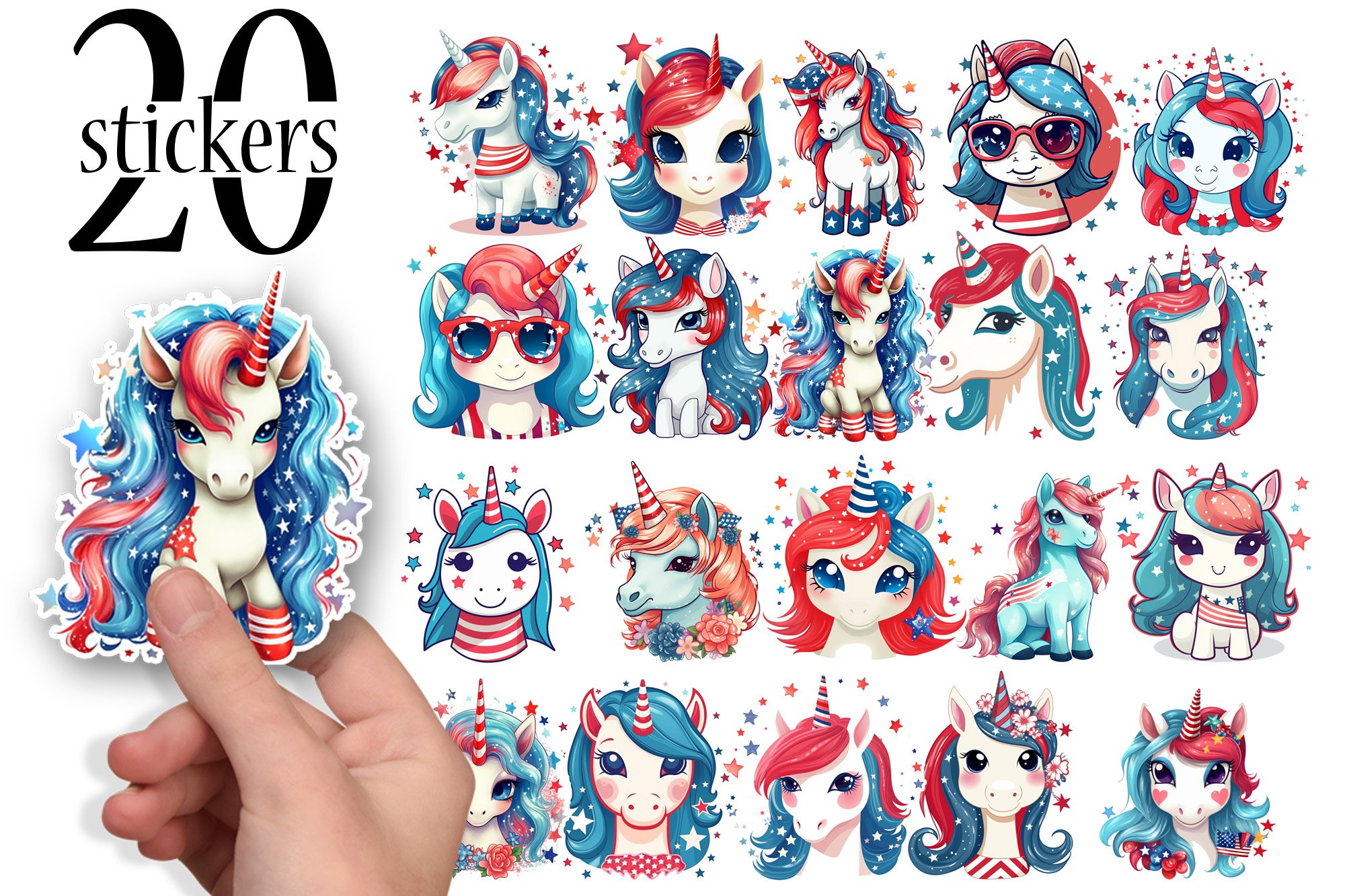 Unicorn Stickers for a Magical 4th of July Celebration