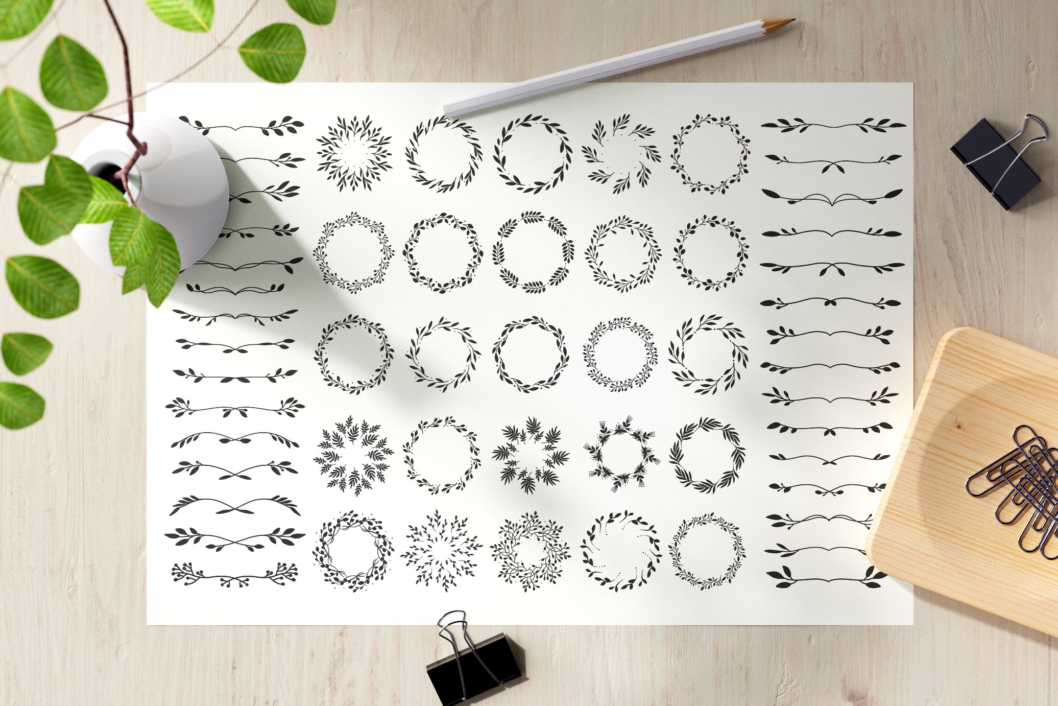 Floral wreaths and text dividers bundle view 2