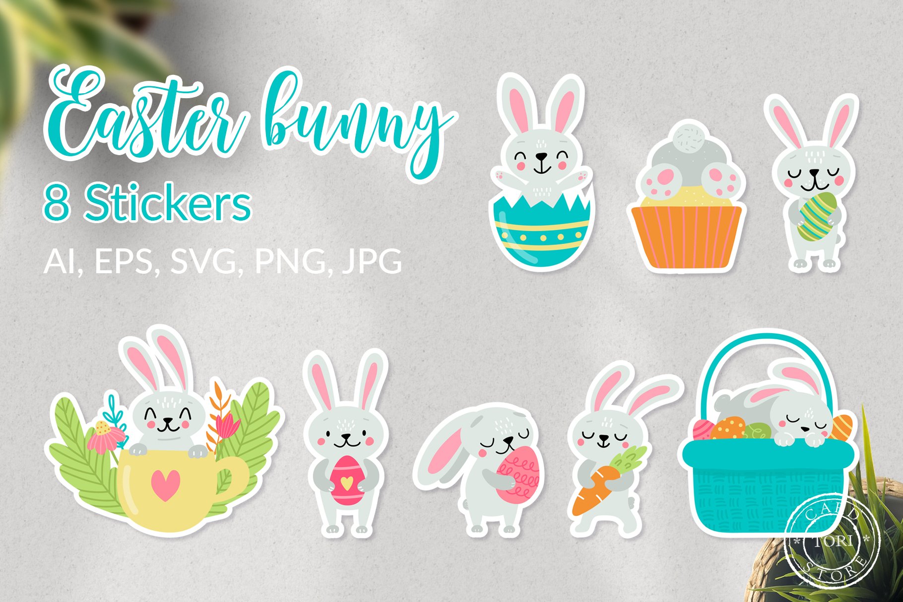Easter bunny - Printable Stickers