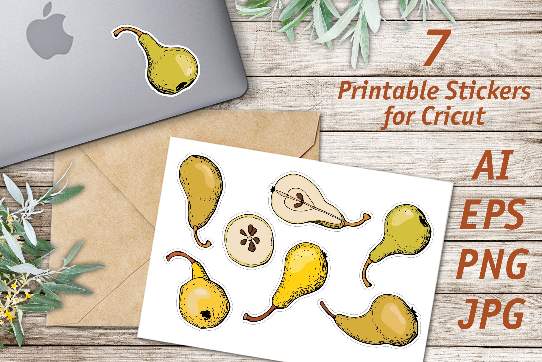Pear / Printable Stickers Cricut Design view 3