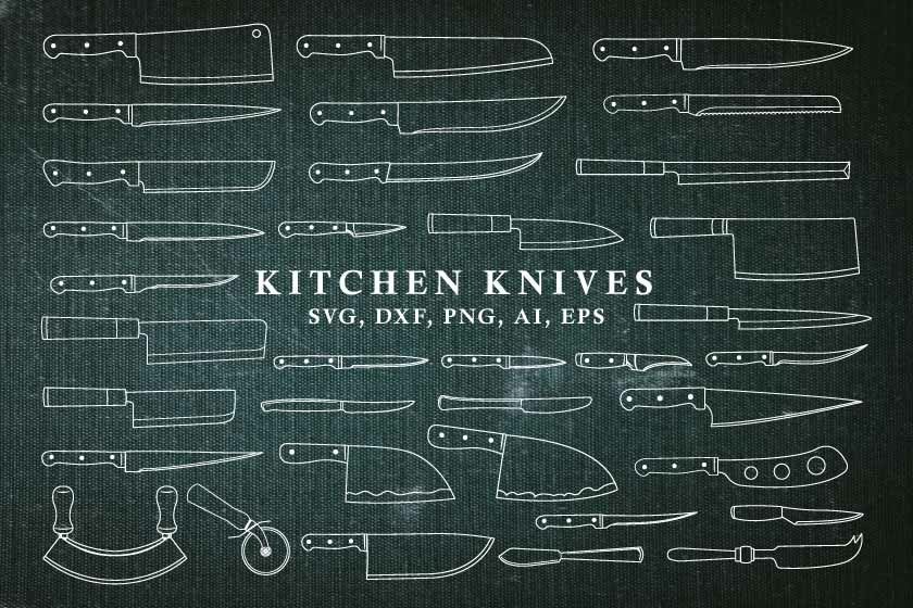 35 Kitchen Knives Bundle, Knife Designs in SVG   PNG Clipart view 2
