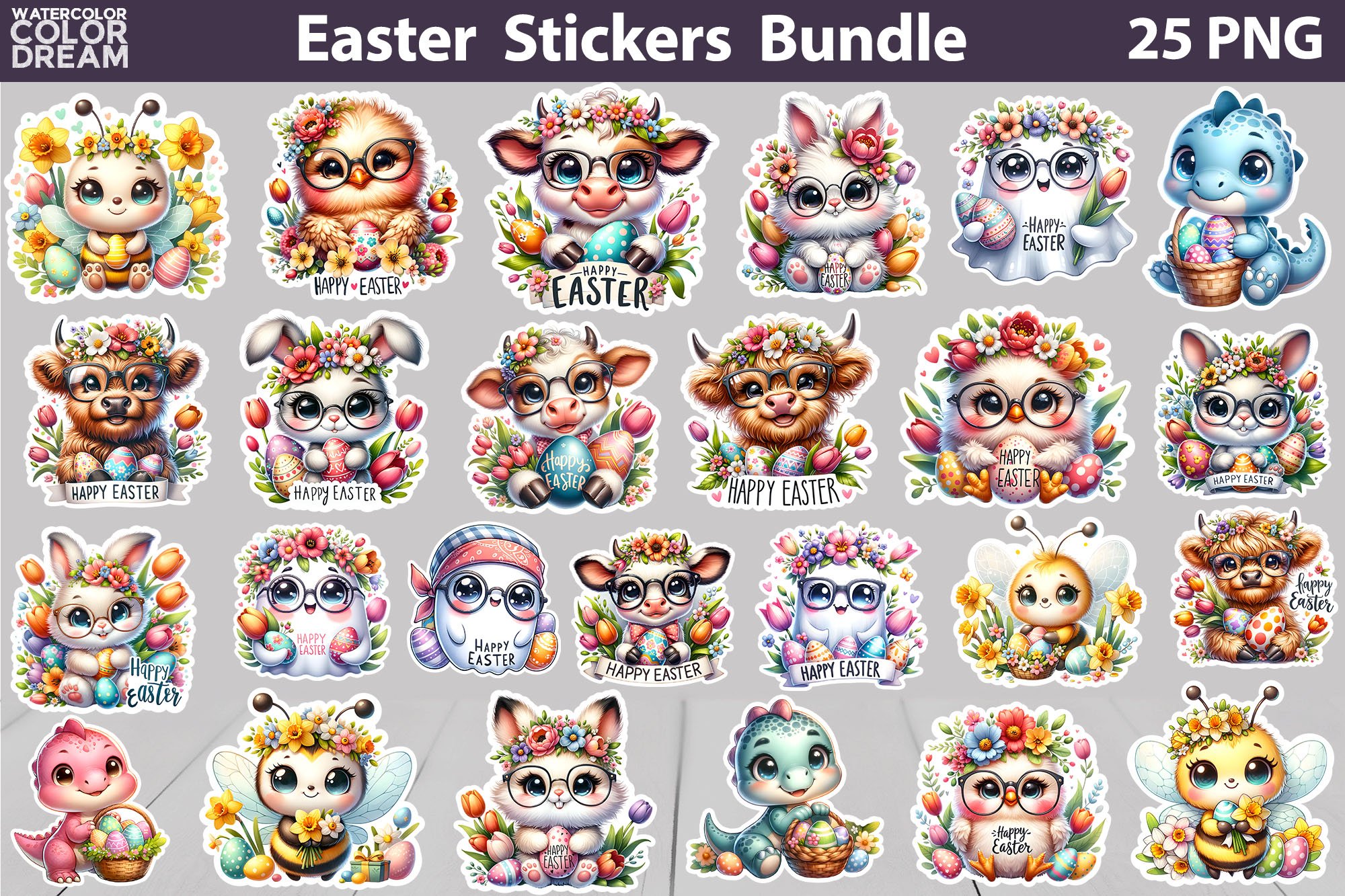 Easter Stickers Bundle | Easter Animals Sticker Printable