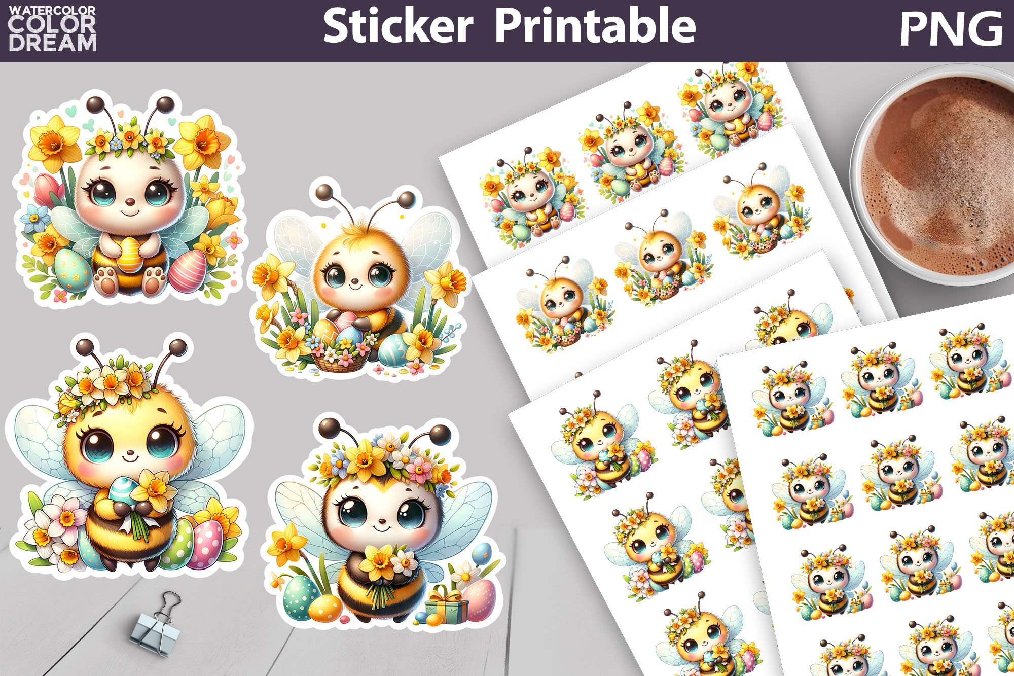 Easter Stickers Bundle | Easter Animals Sticker Printable view 2