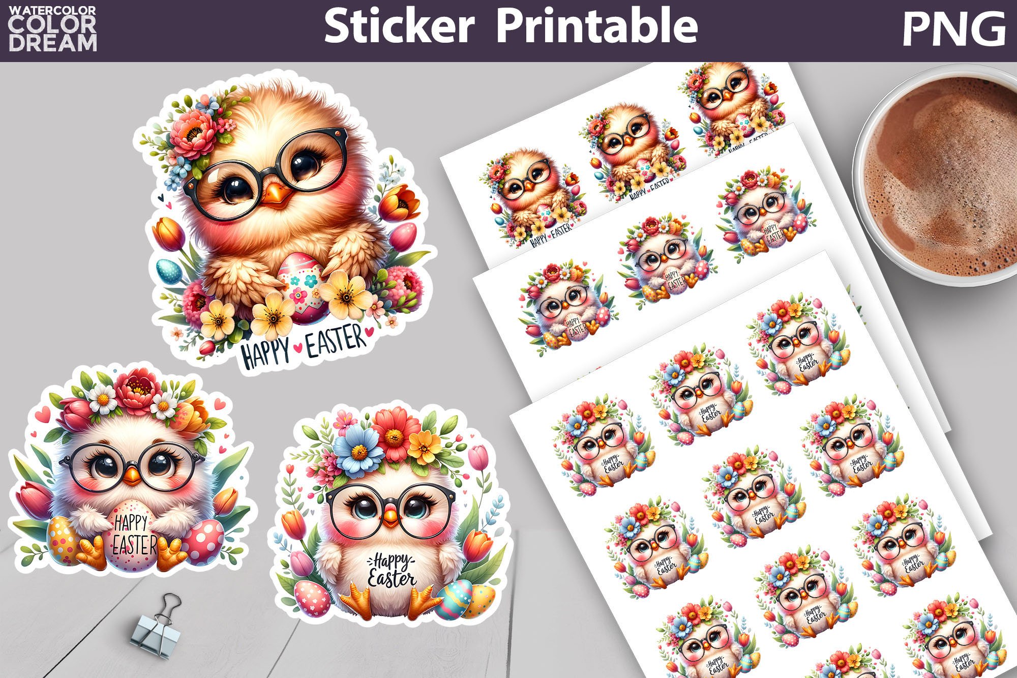 Easter Stickers Bundle | Easter Animals Sticker Printable view 3