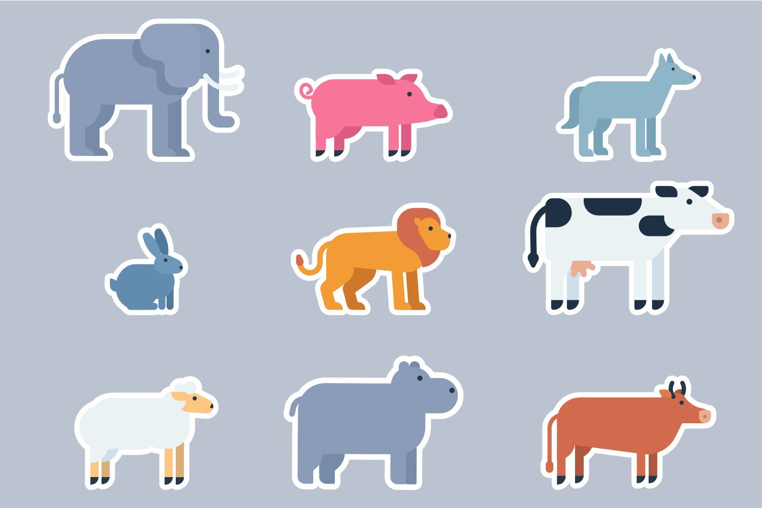 Cute simple animal stickers. Minimalist stickers for kids view 2