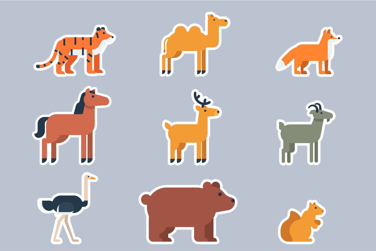 Cute simple animal stickers. Minimalist stickers for kids view 3