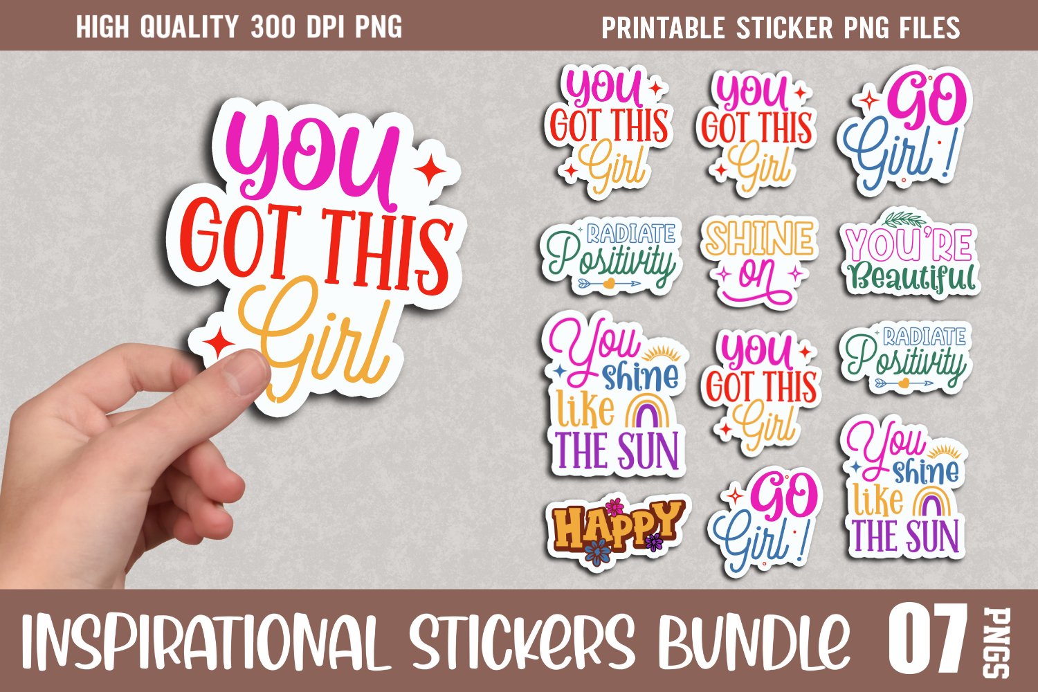Inspirational Quotes Sticker Bundle, Mental Health Sticker