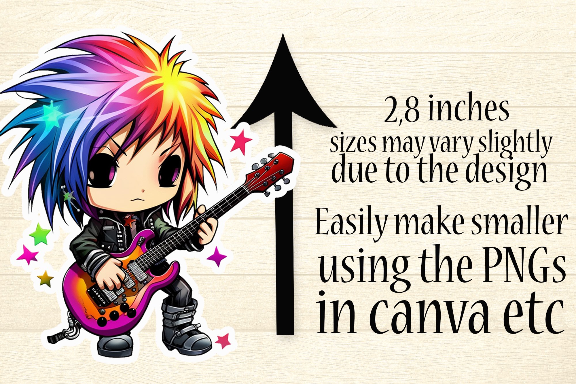 80s Retro Musical Stickers Printable - Chibi Girl Stickers view 2
