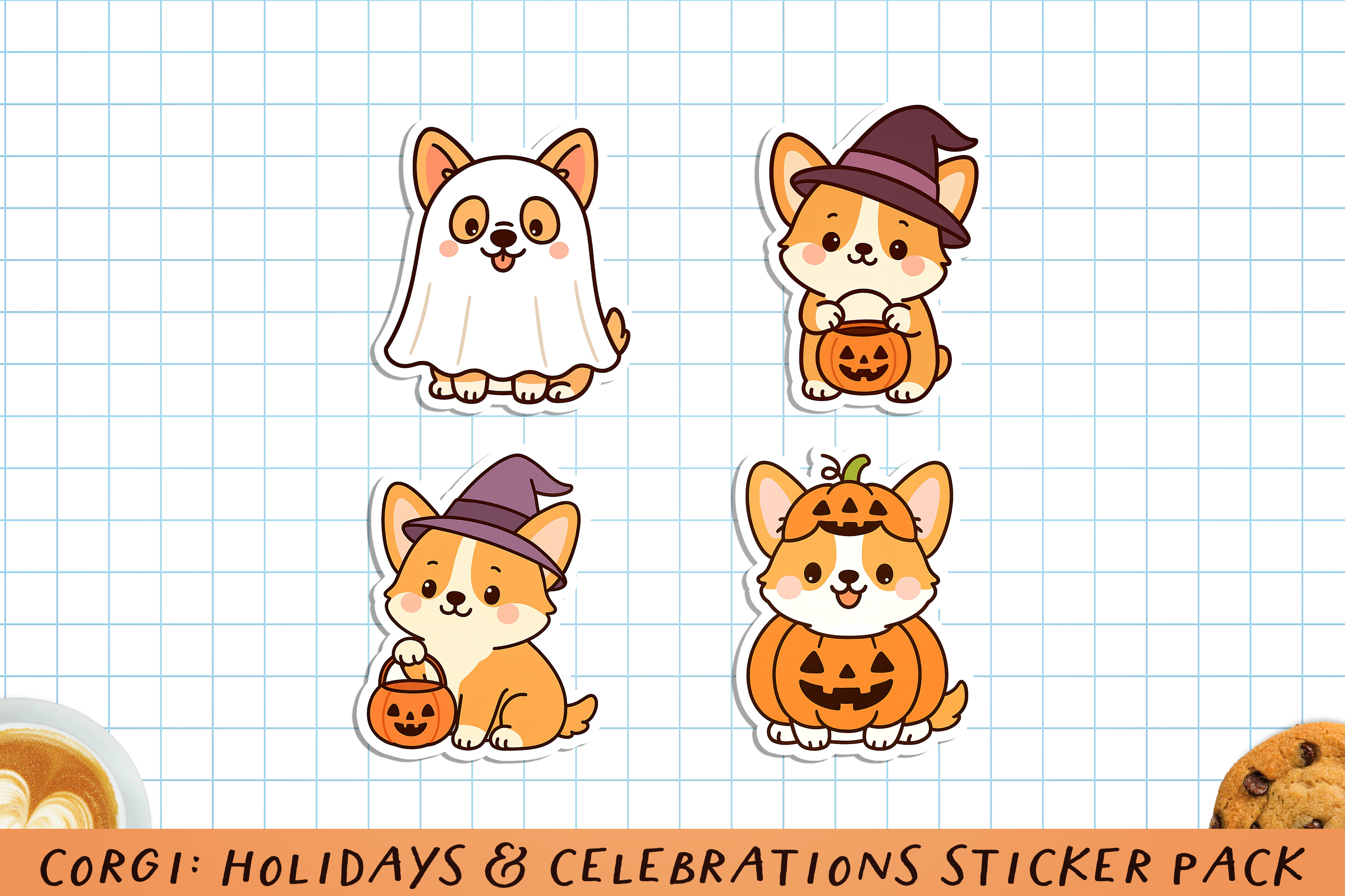 Corgi Holidays   Celebrations Printable Sticker Pack. PNG. view 2