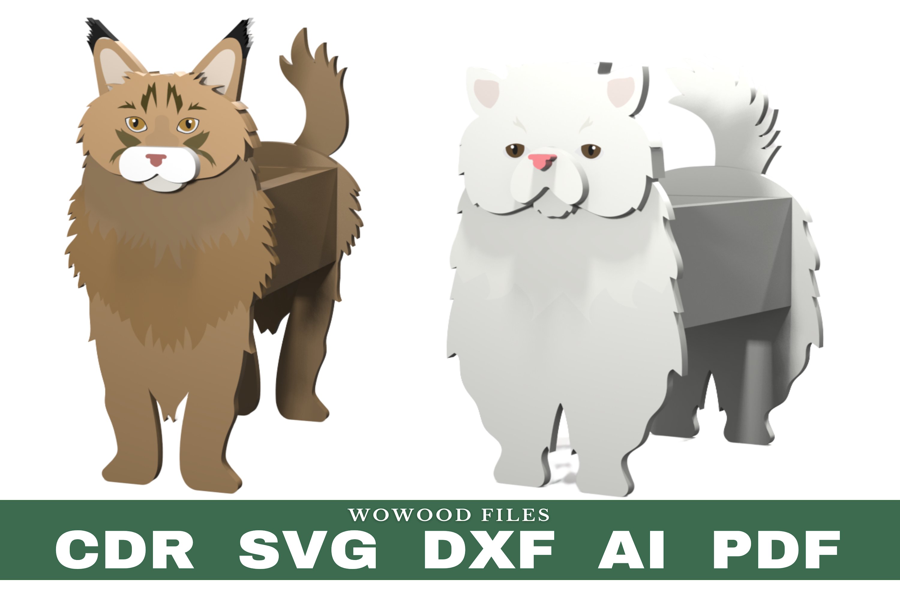 10 cats flower planter pattern, bundle cats wood pot garden view 3