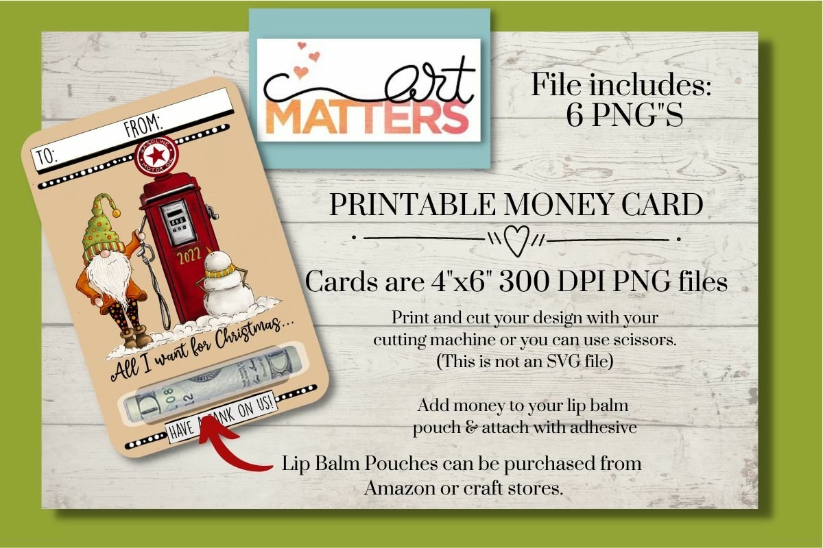 Gas Printable Money Cards - 6 Pngs - 300 DPI view 2