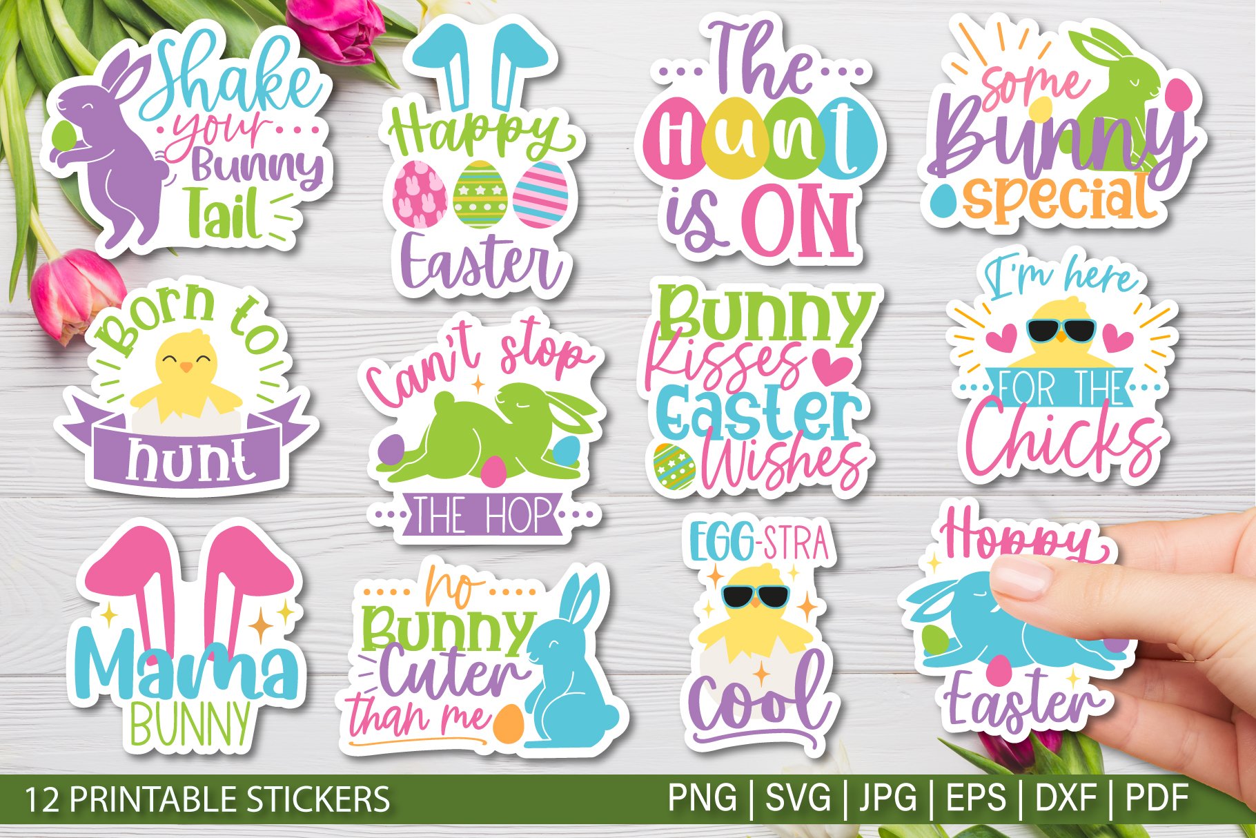 Easter Stickers Bundle SVG | Printable Stickers for Cricut