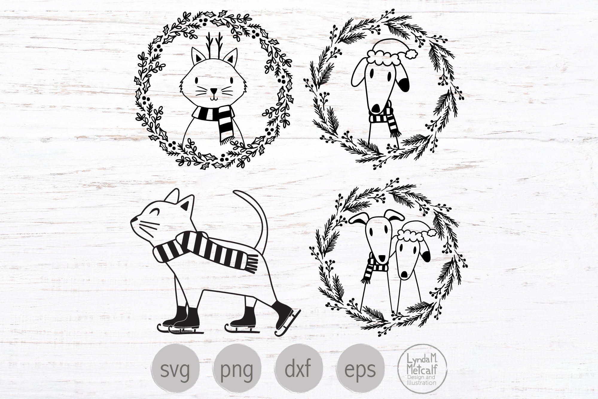 Christmas Pets Svg Bundle, Holiday Dogs and Cats Svg Bundle view 2