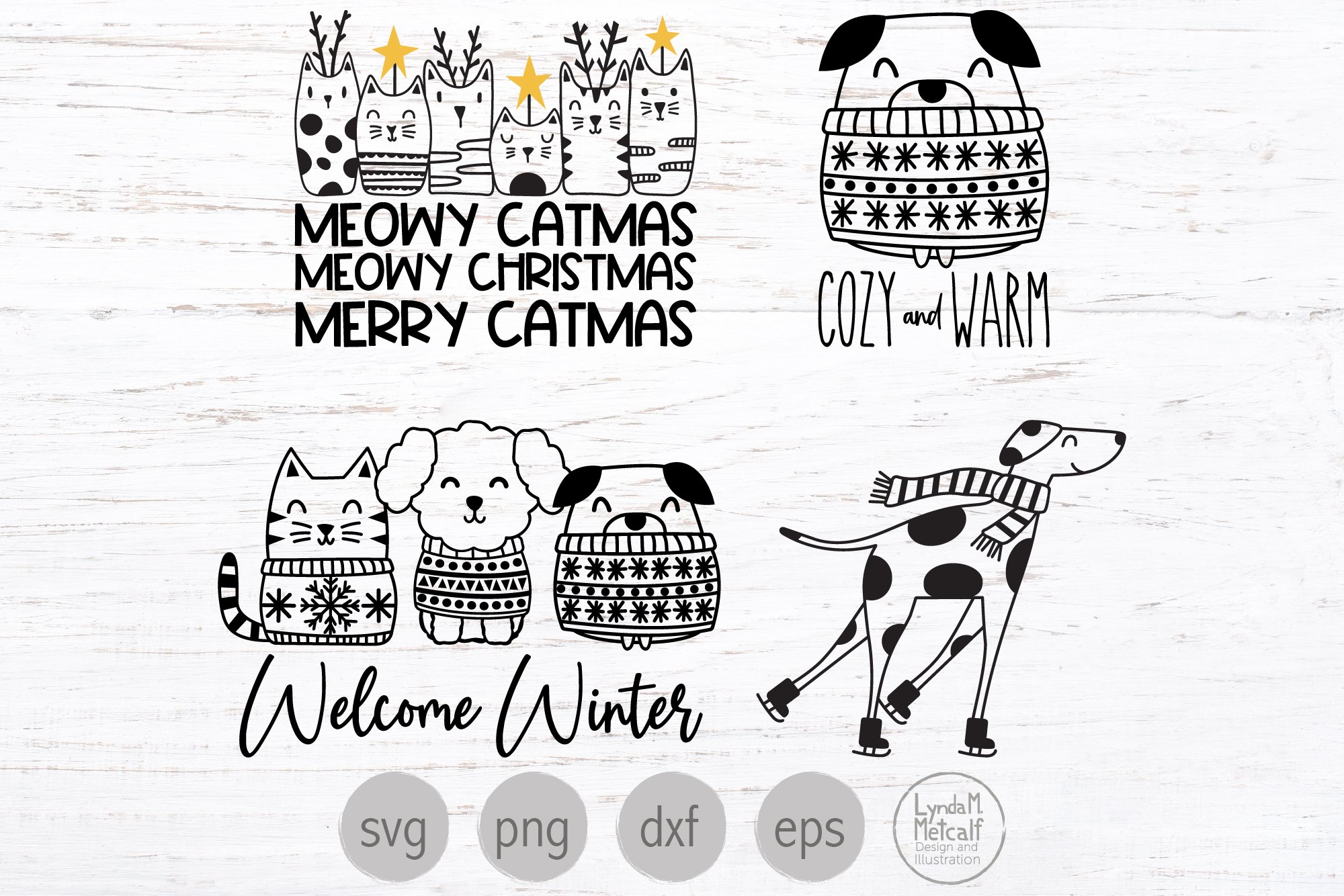 Christmas Pets Svg Bundle, Holiday Dogs and Cats Svg Bundle view 3