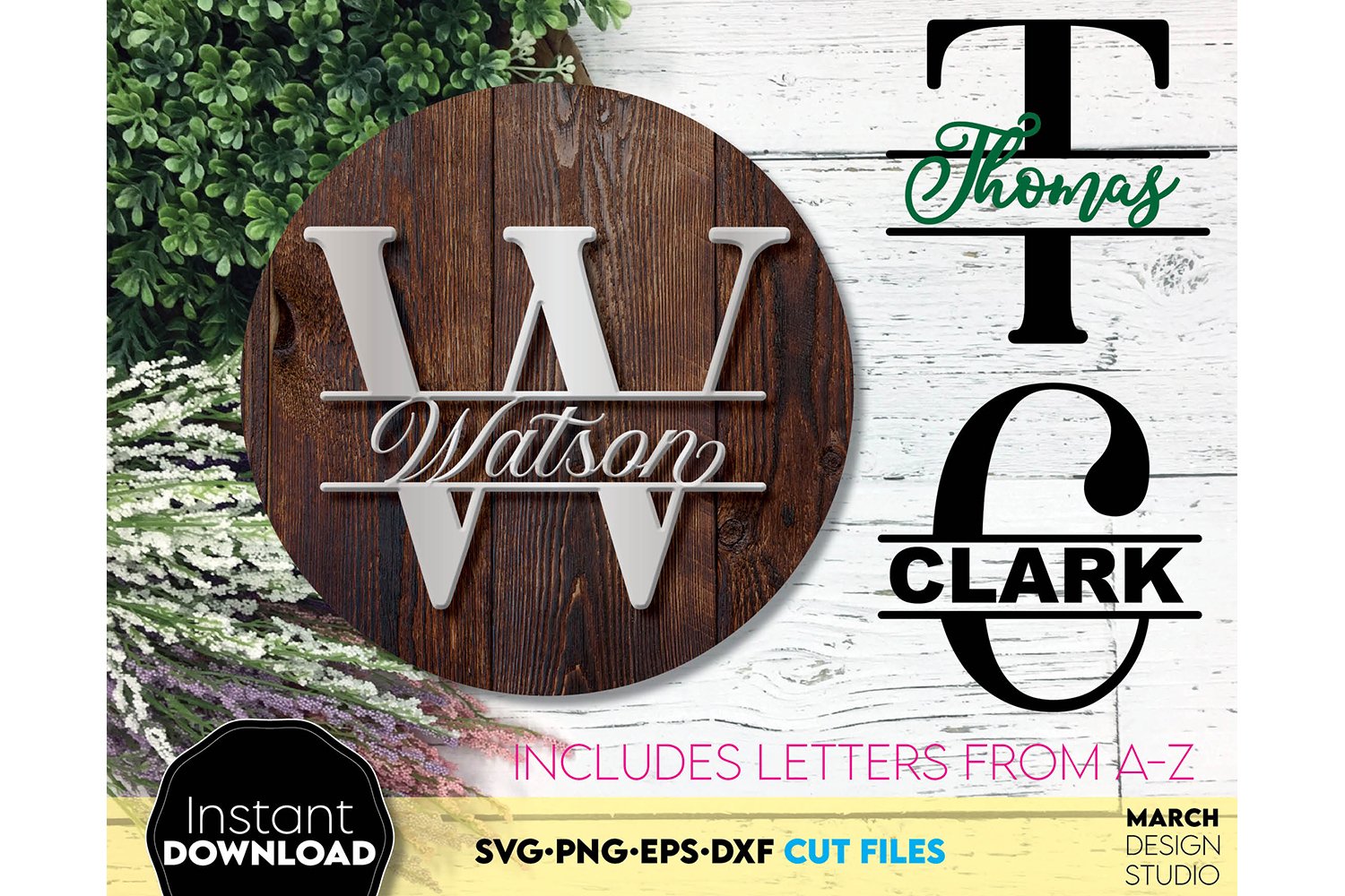 Split Monogram SVG, Monogram Letter SVG, Monogram SVG Files