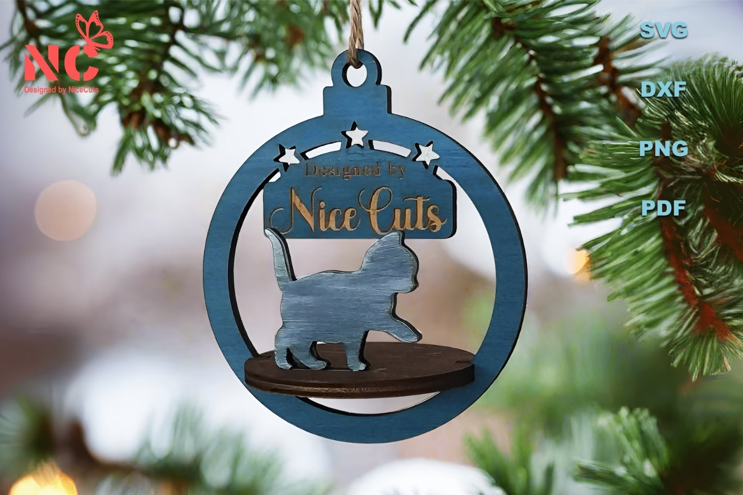 Cat Christmas Mega Bundle SVG - 10 Custom Laser Cut Files view 3