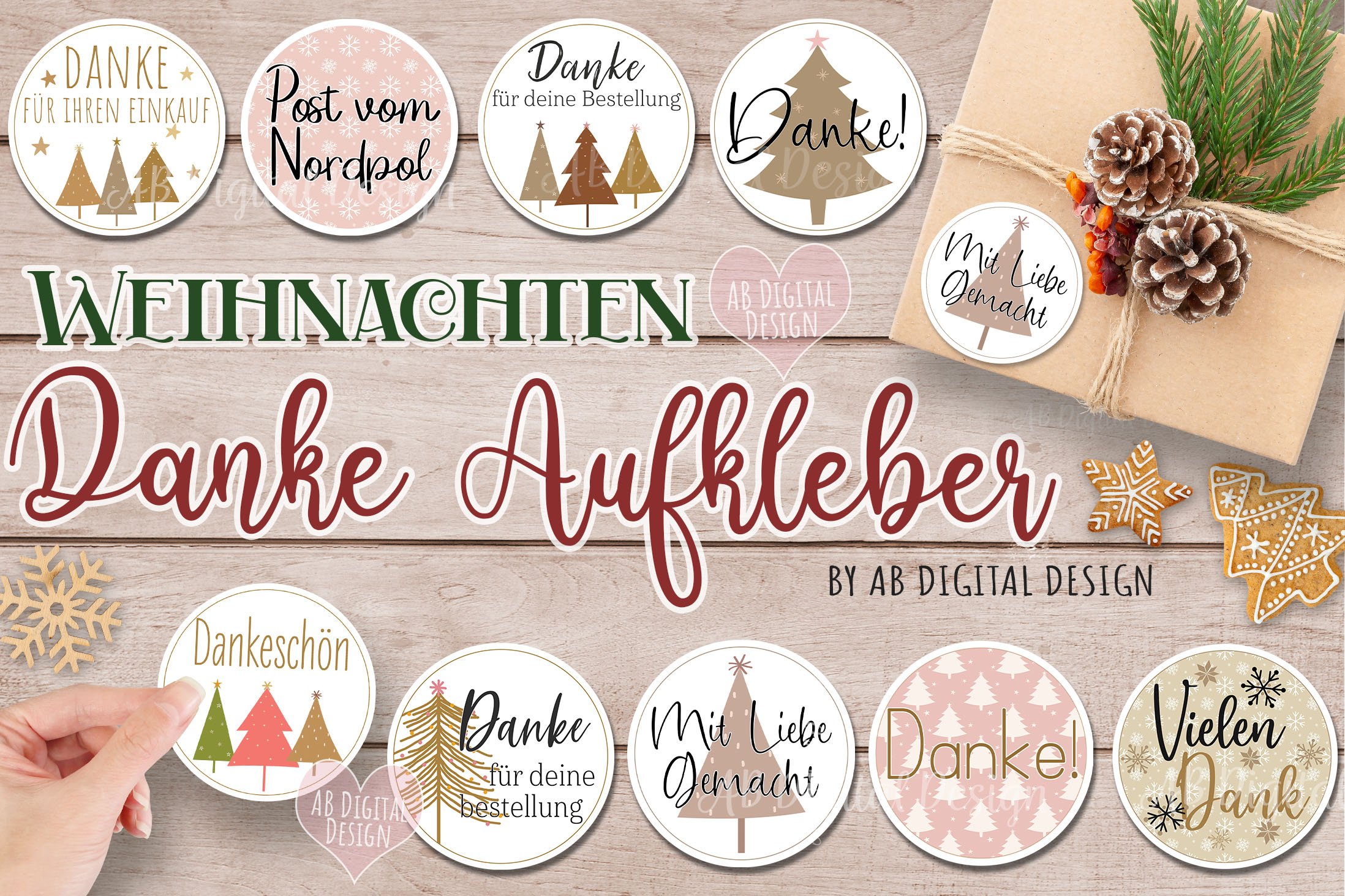 Weihnachten Danke Aufkleber | Deutsch | Print and Cut