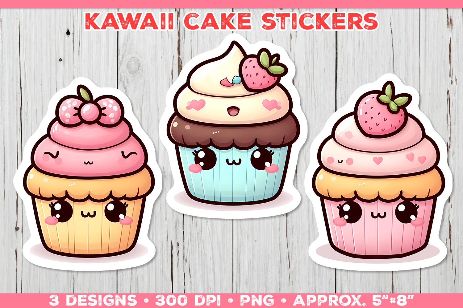 Kawaii Cake Sticker PNG. Cute Cake Stickers. Cake PNG view 2