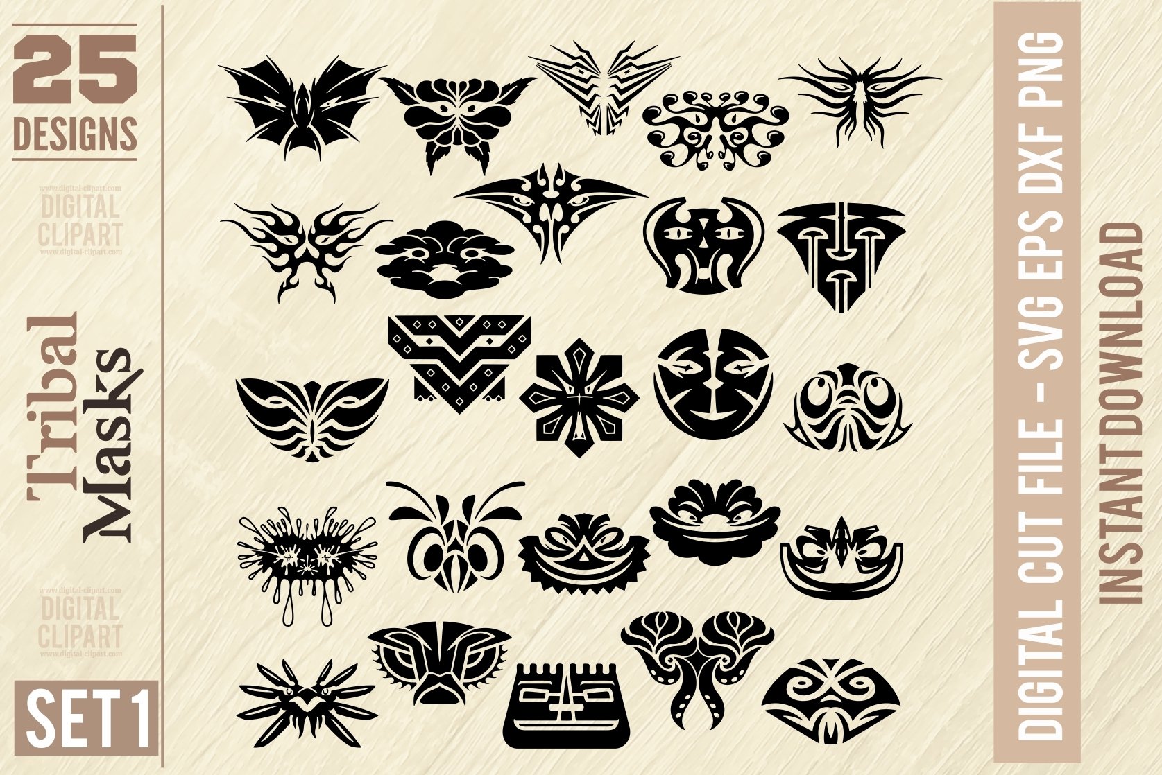 Tribal Mask - Mask Symbol Logo Svg, BUNDLE 50 shapes view 3