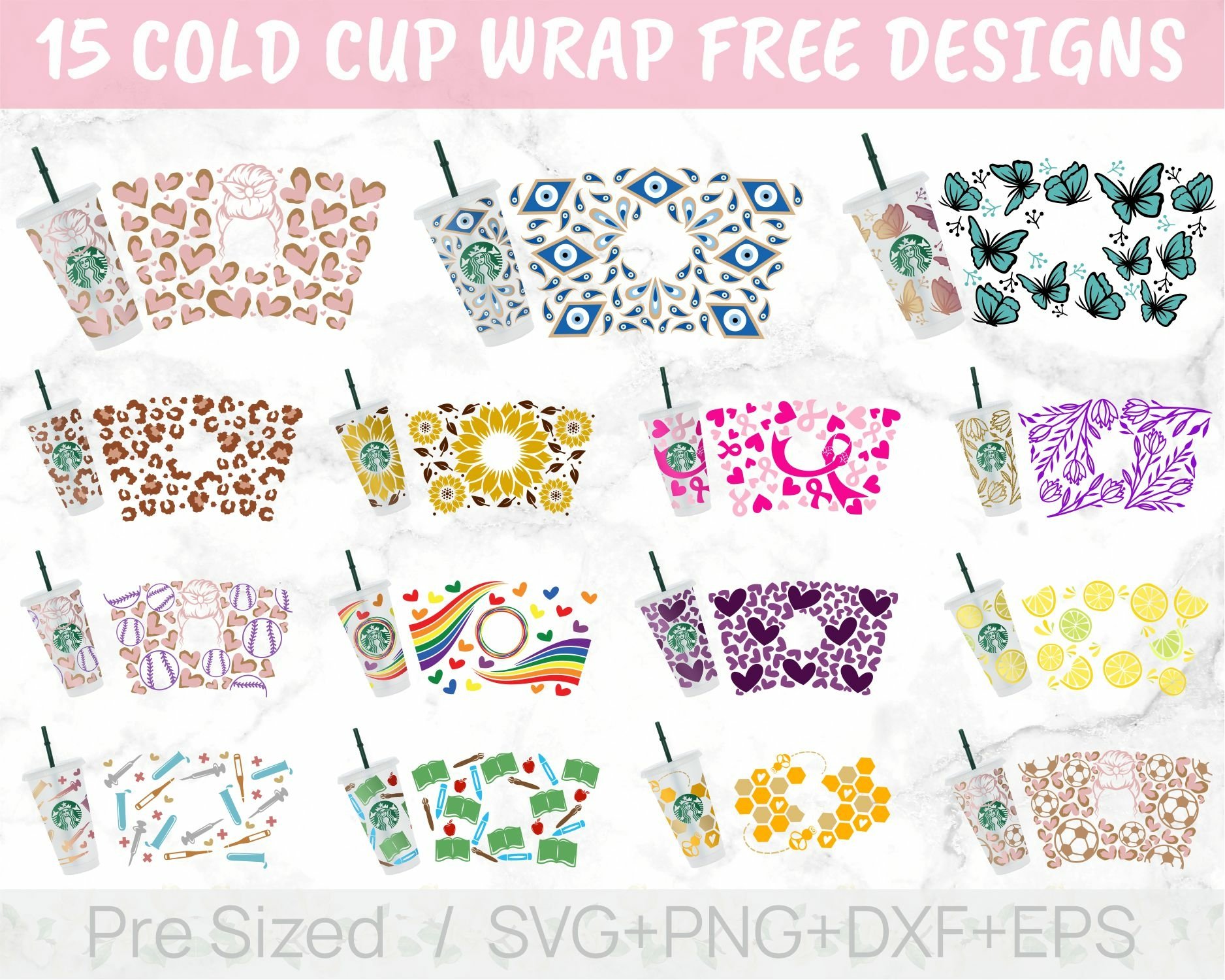 24oz Christmas Starbucks Cold Cup Svg Bundle, Snowflake view 2