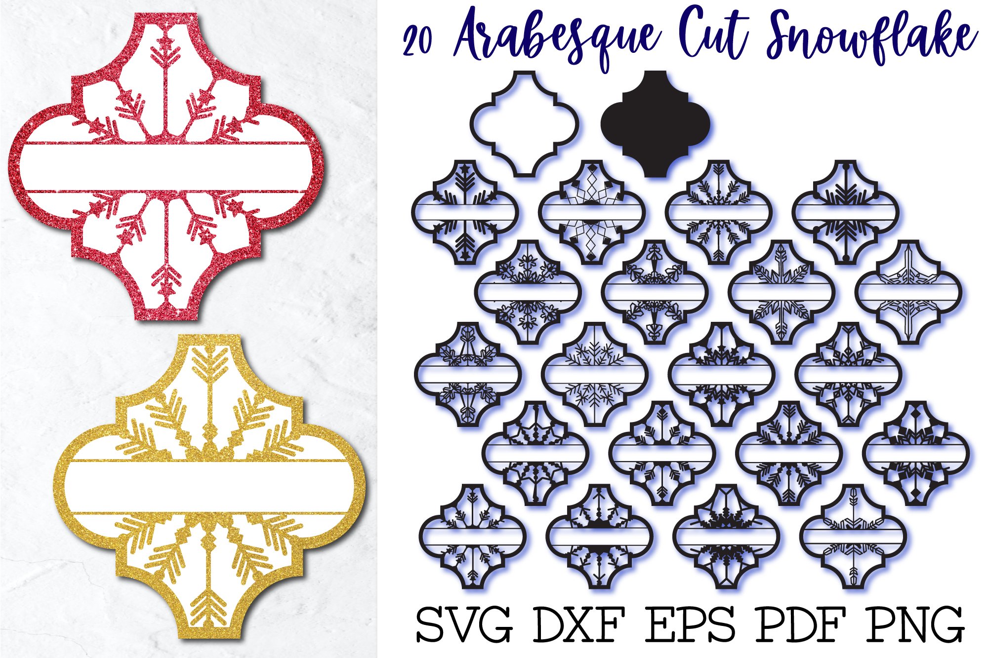 Arabesque Snowflake Monogram, 20 designs