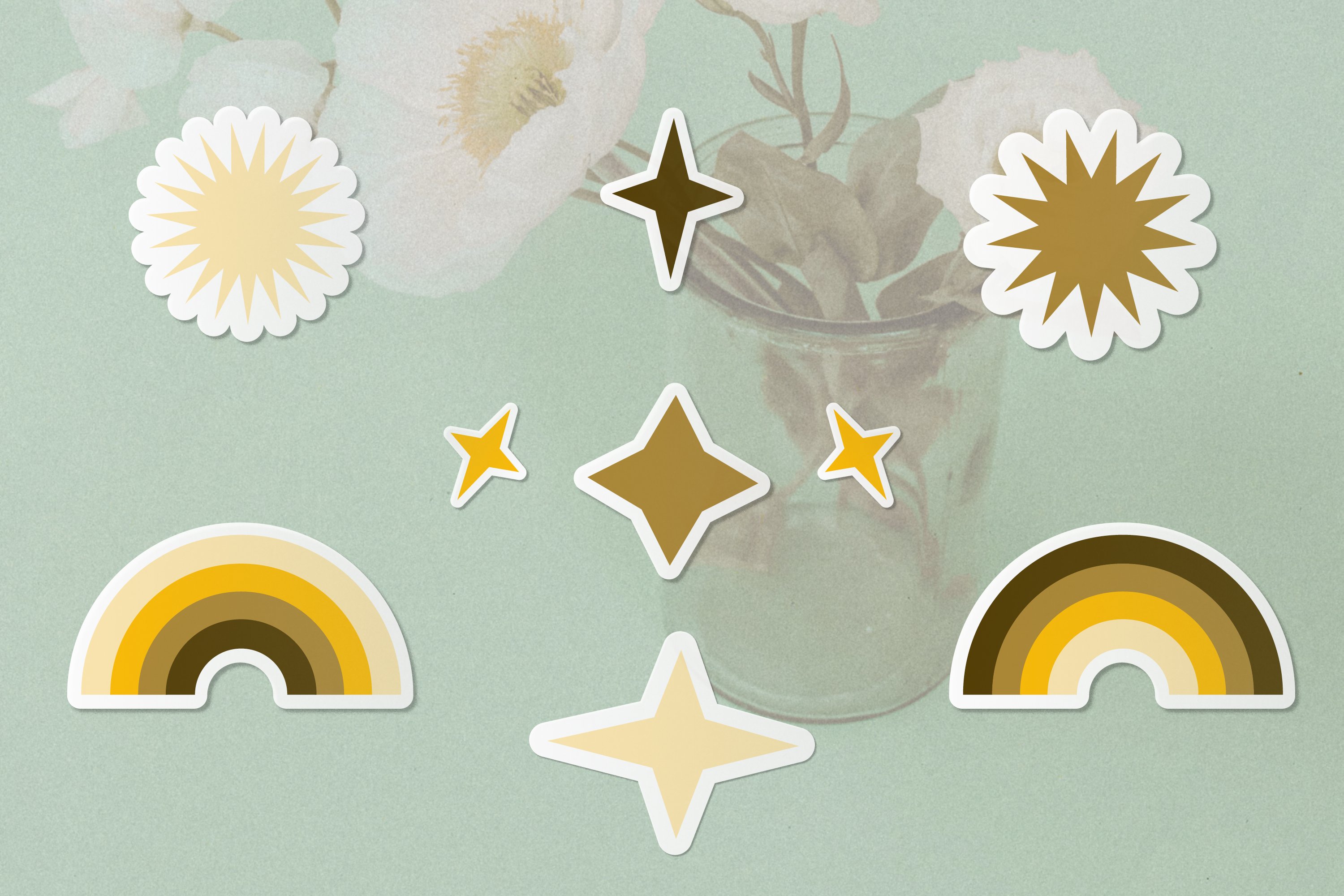 Rainbow Sun Summer Stickers Vector Cricut Labels Sublimation view 3