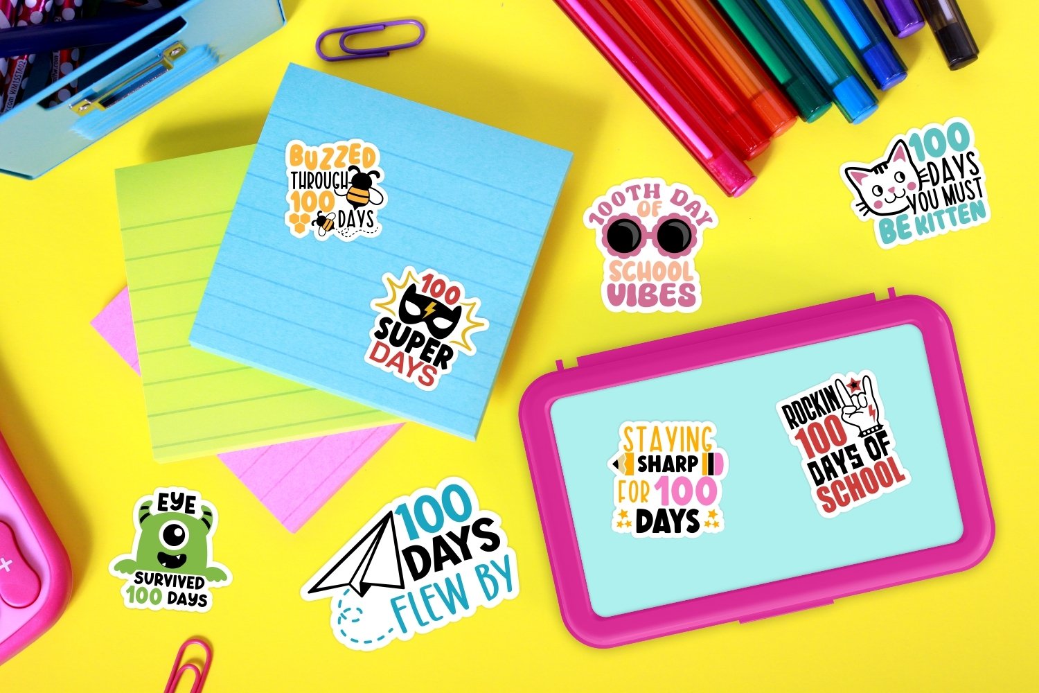 100 days of school PNG sticker bundle view 2